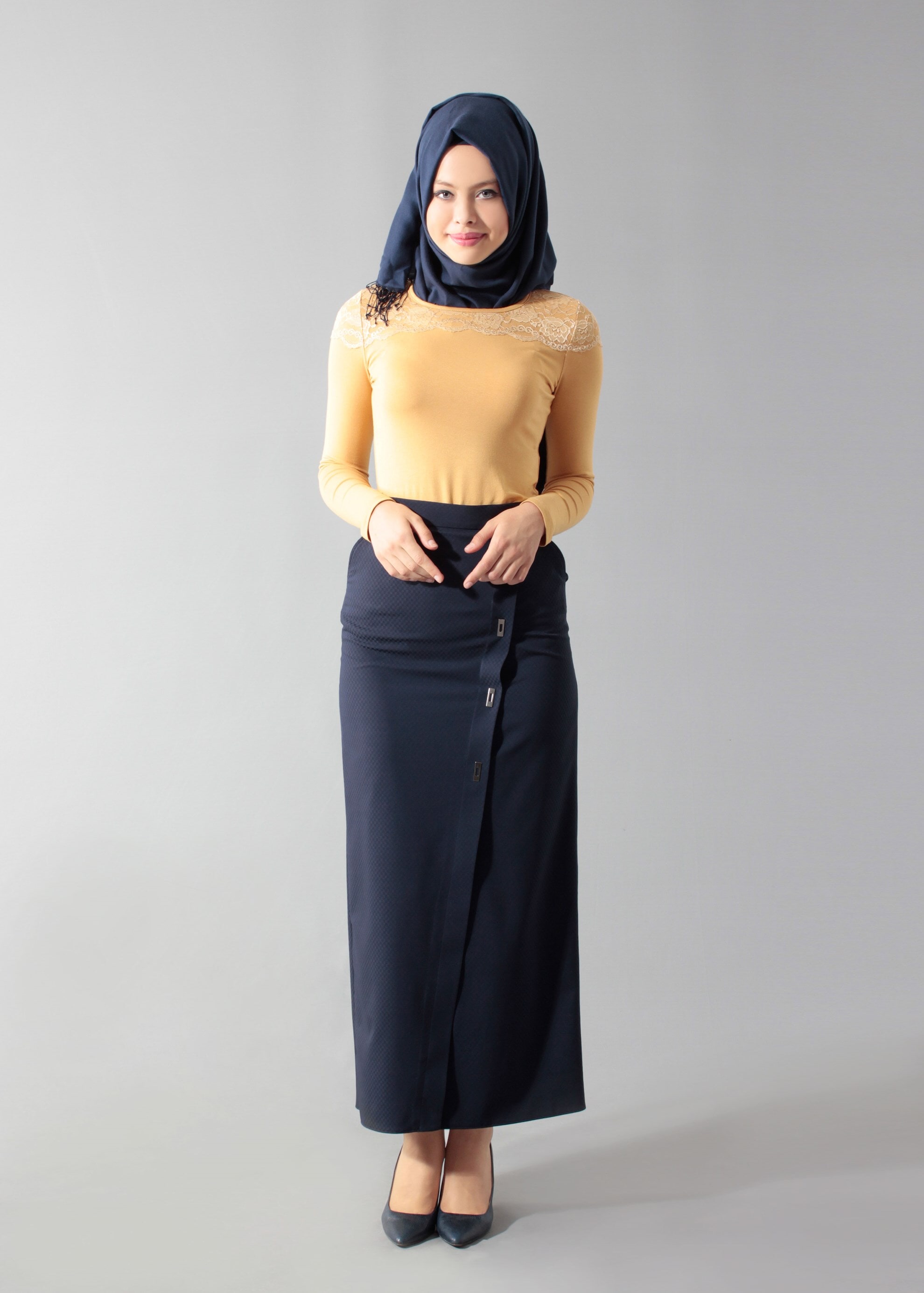 Tesettür giyim LACİVERT 6870 43658 Tesettür Etek 38/44 TEK38