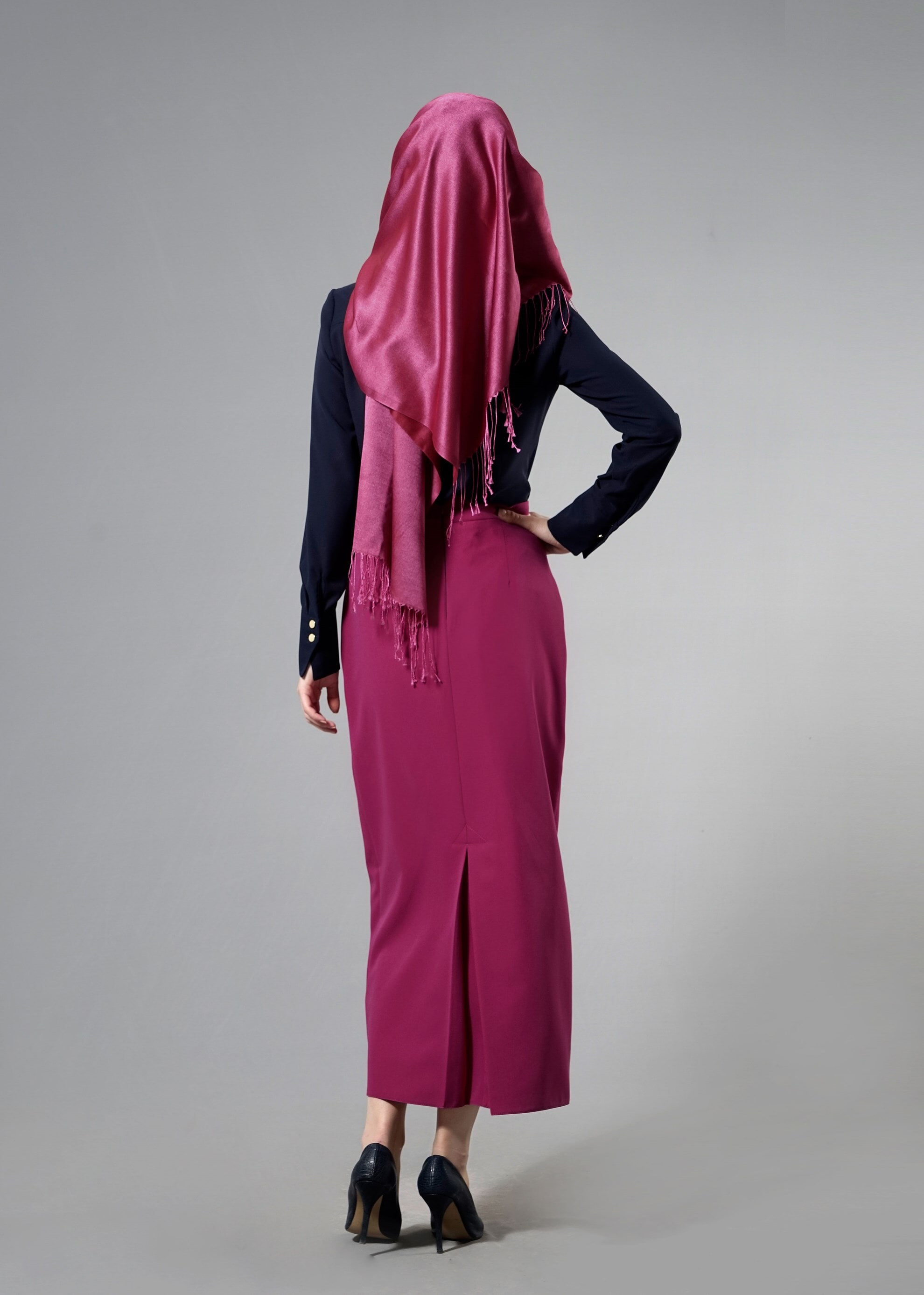 Tesettür giyim FUŞYA 6871 Dilma Tesettür 43551 Etek 38/44