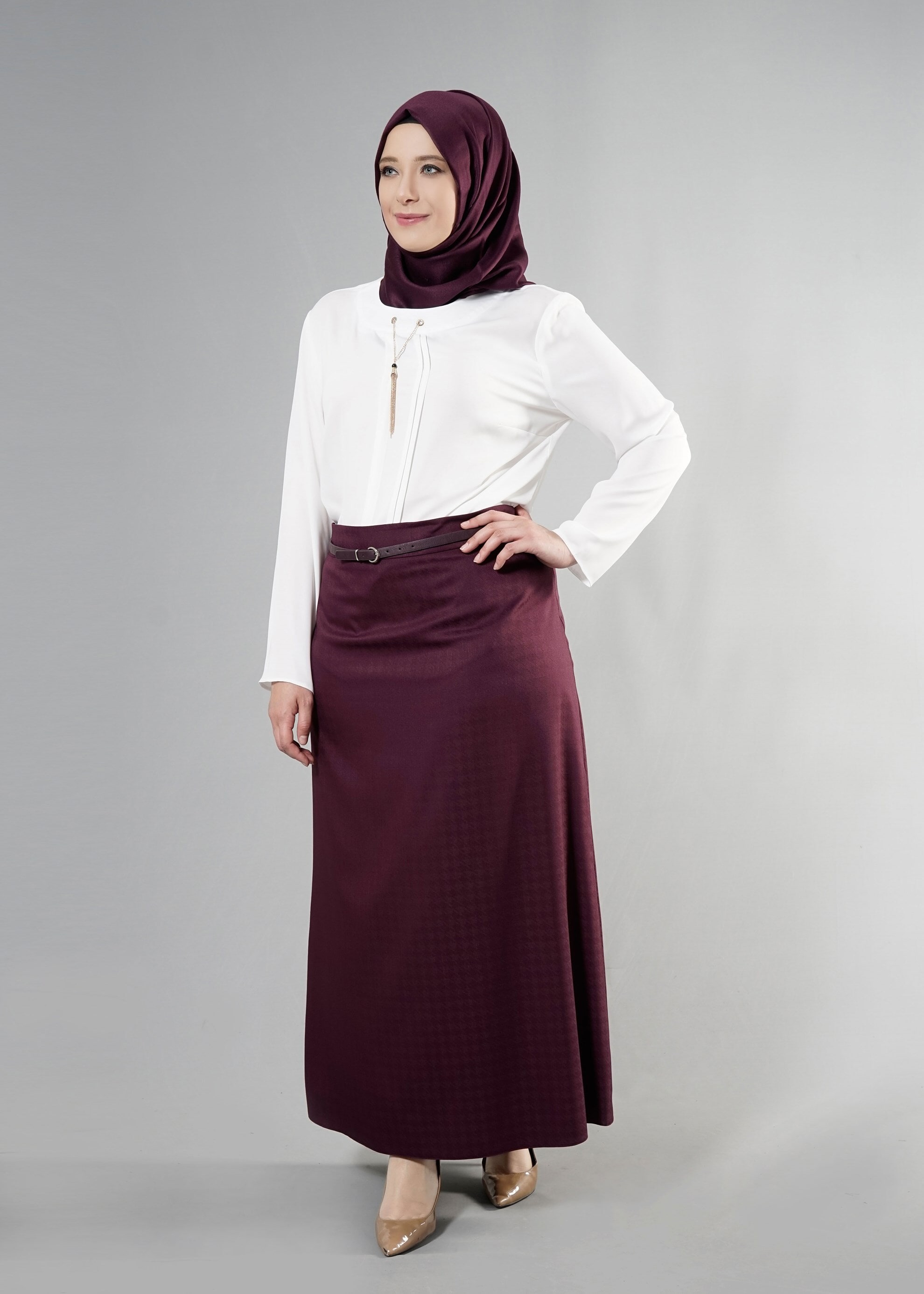 Tesettür giyim MÜRDÜM 6872 Estela Tesettür Etek 10300 ETEK 42/52 TEK40