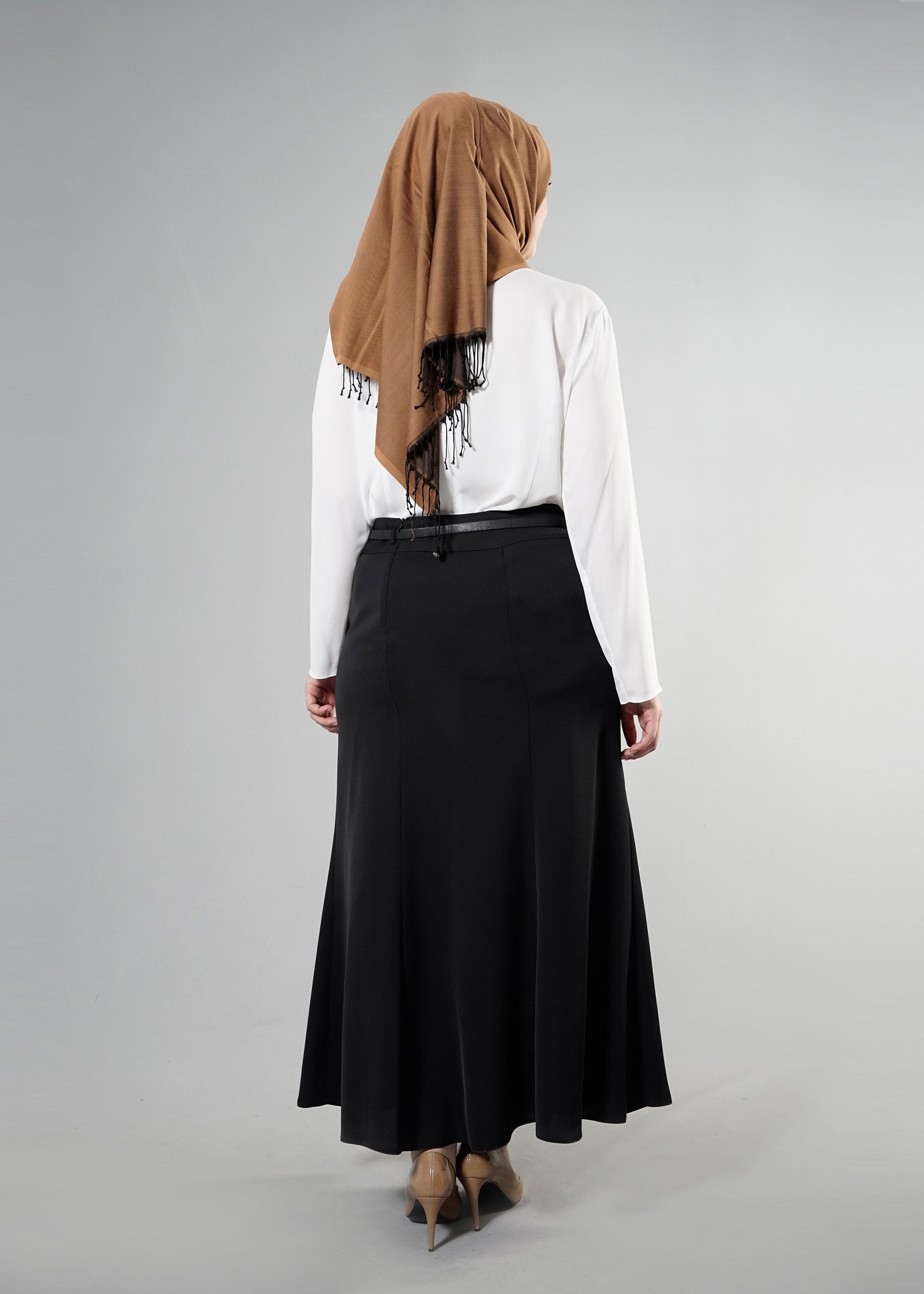 Tesettür giyim SİYAH 6873 Baklava Tesettür Etek 44/52 TEK42