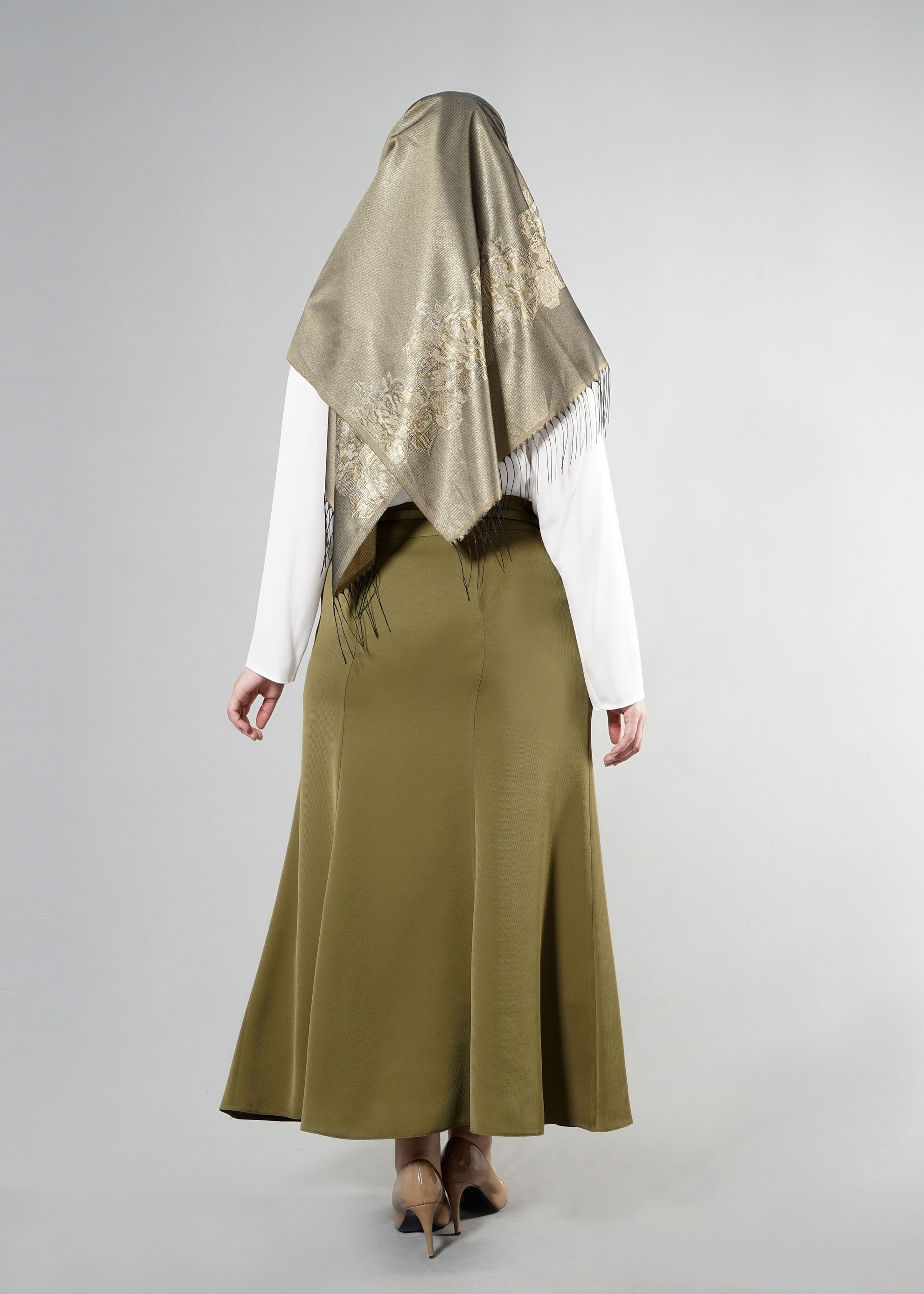 Tesettür giyim YEŞİL 6873 Baklava Tesettür Etek 44/52 TEK42