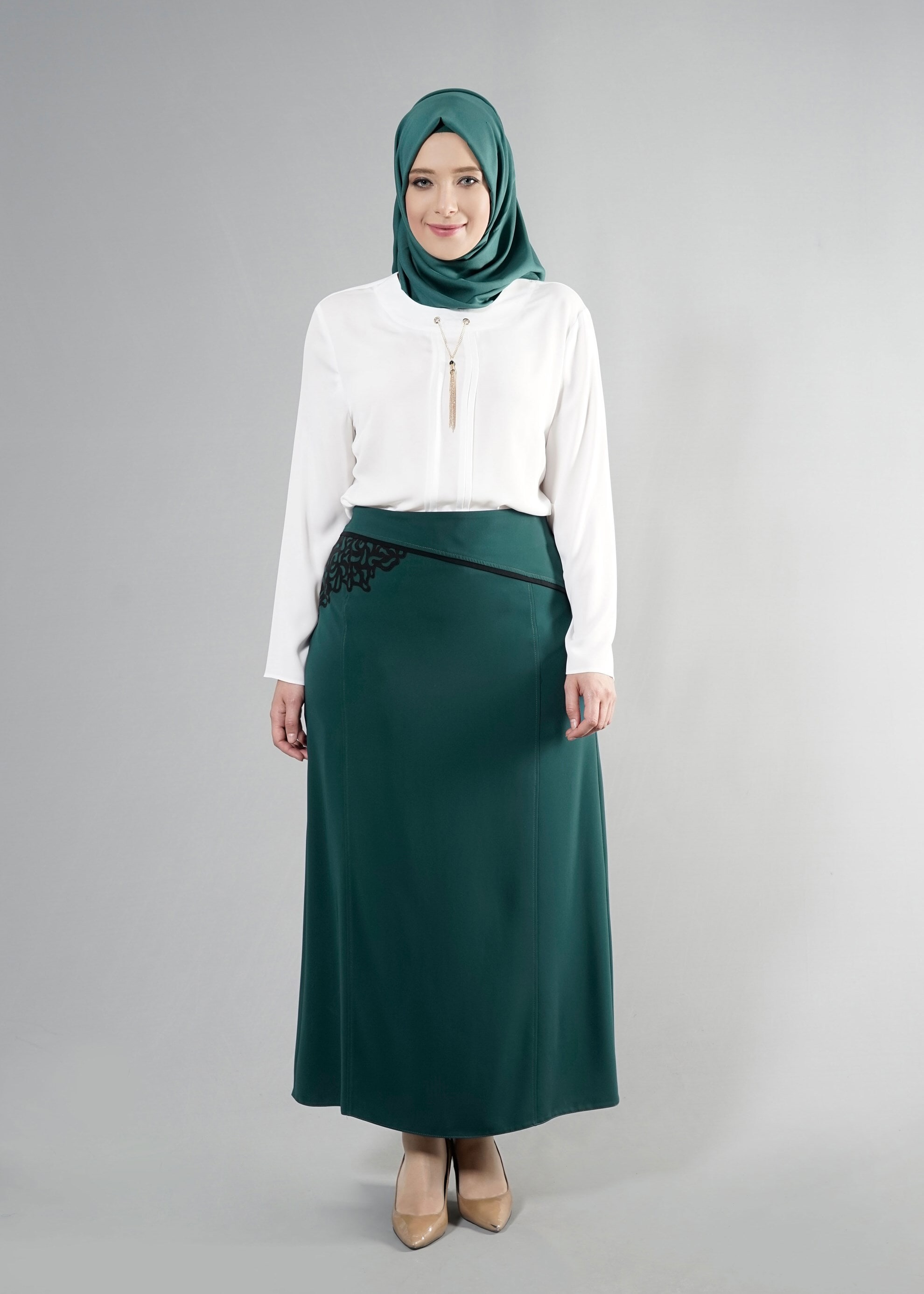 Tesettür giyim YEŞİL 6874 Farah Tesettür 6288 Etek 42/48 TEK40
