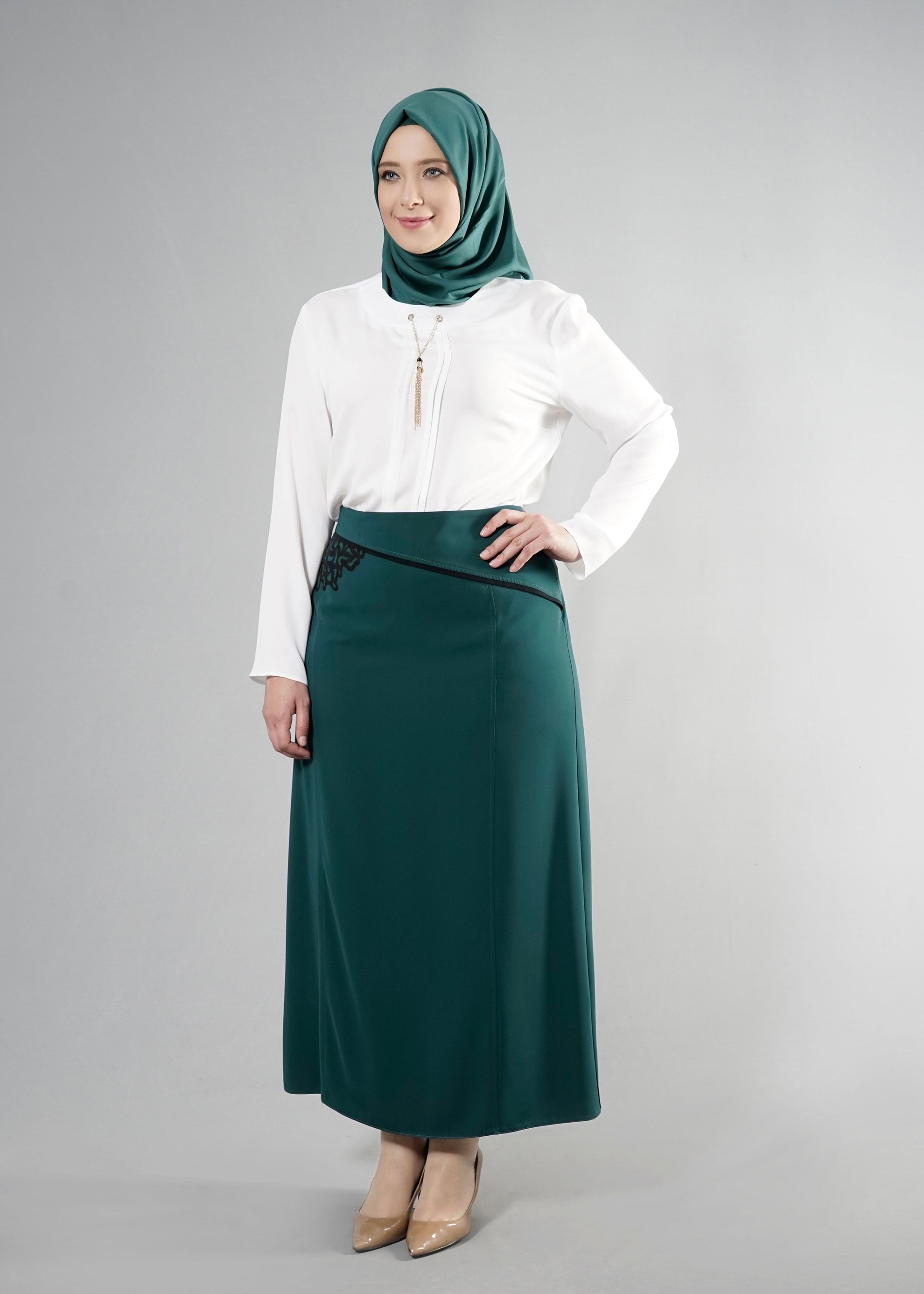 Tesettür giyim YEŞİL 6874 Farah Tesettür 6288 Etek 42/48 TEK40