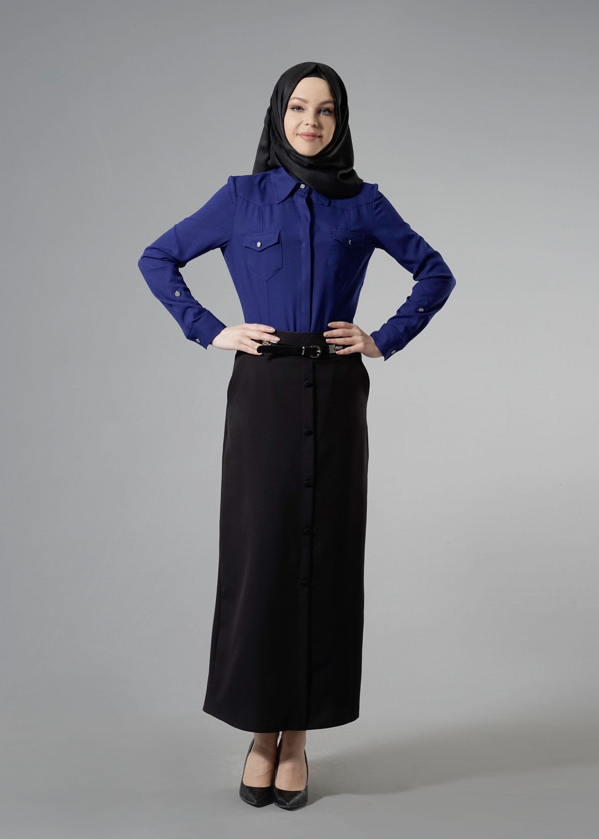 Tesettür giyim SİYAH 6877 Masal Tesettür Etek 38/46 TEK40