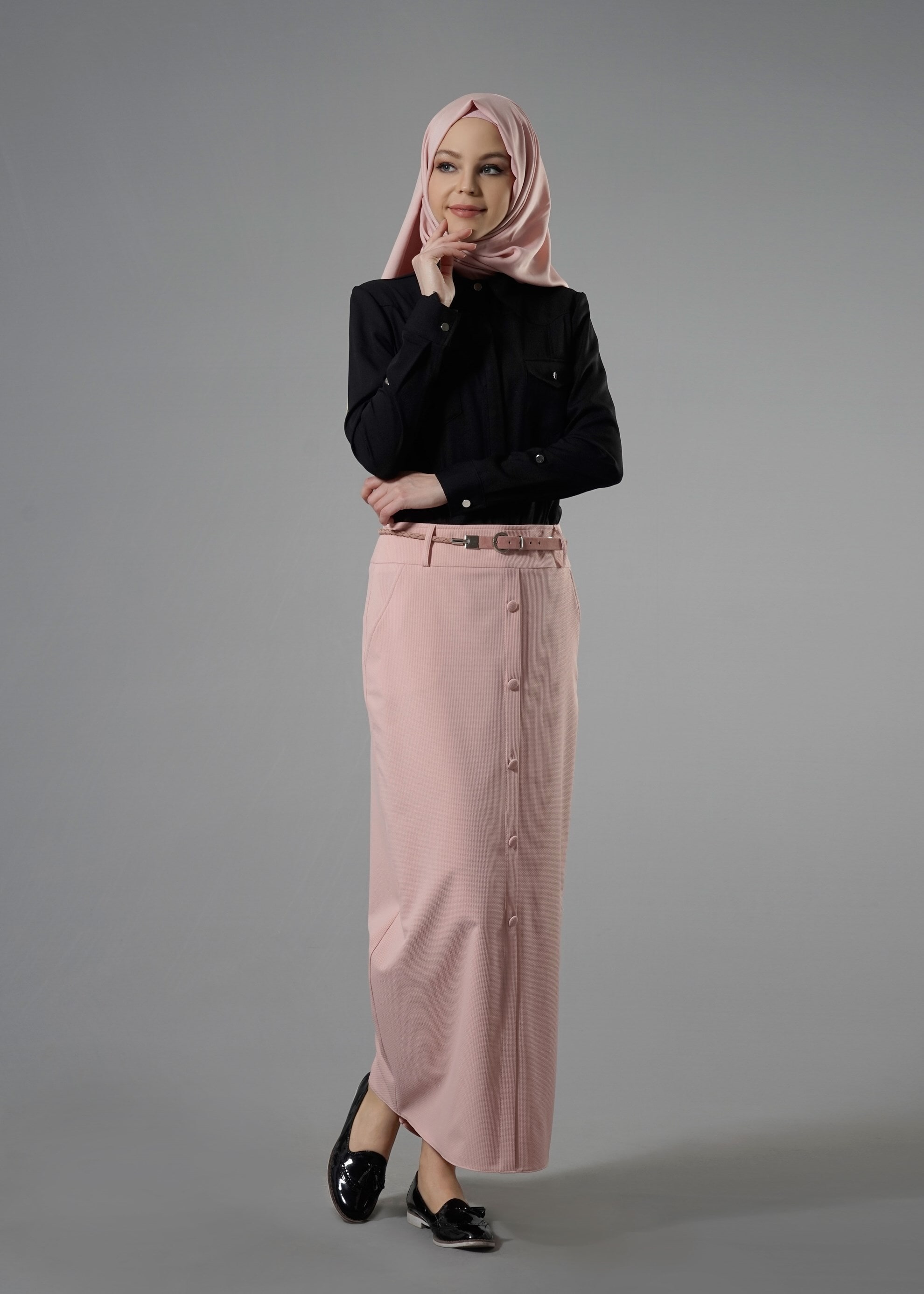 Tesettür giyim PUDRA 6877 Masal Tesettür Etek 38/46 TEK40