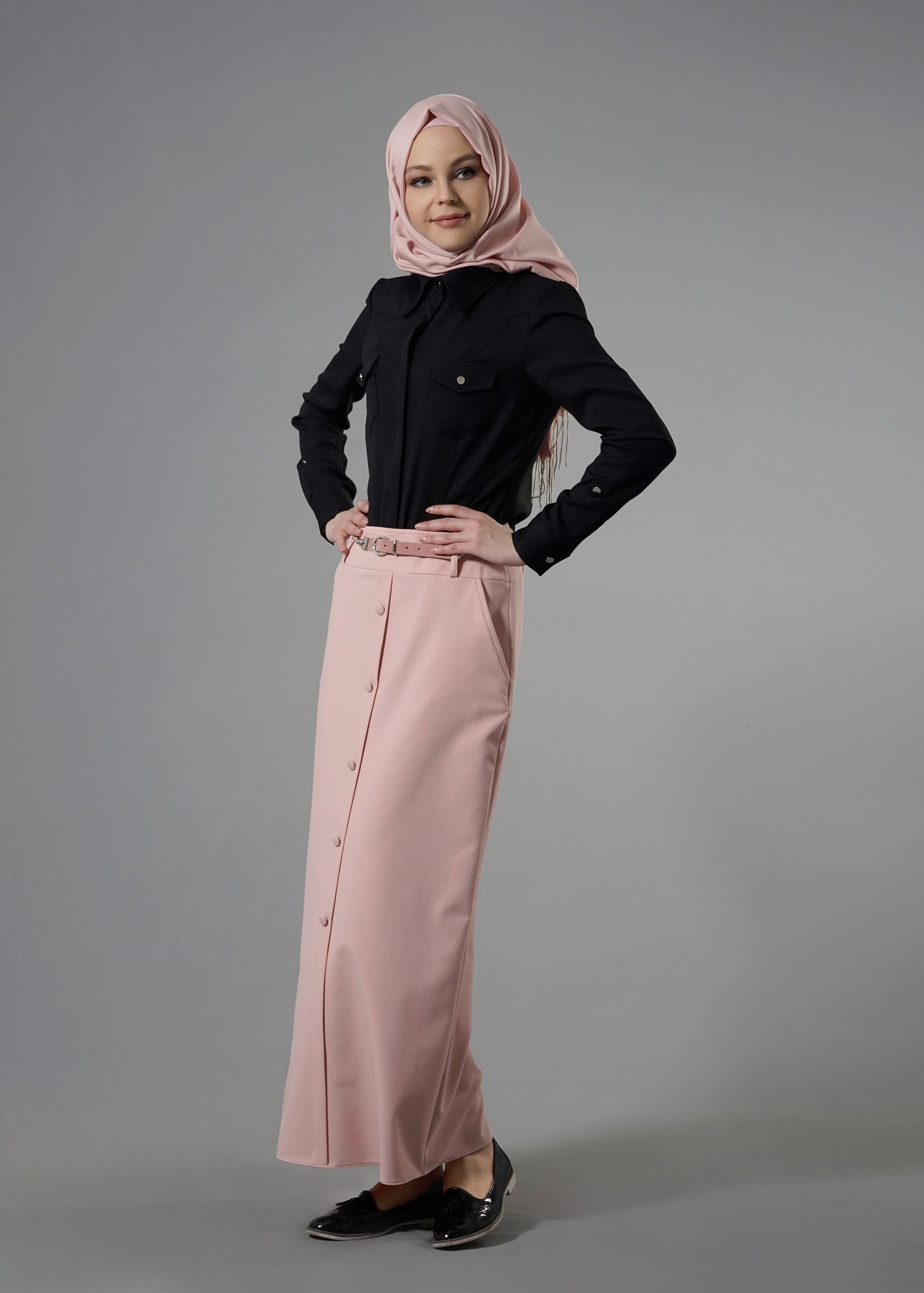 Tesettür giyim PUDRA 6877 Masal Tesettür Etek 38/46 TEK40