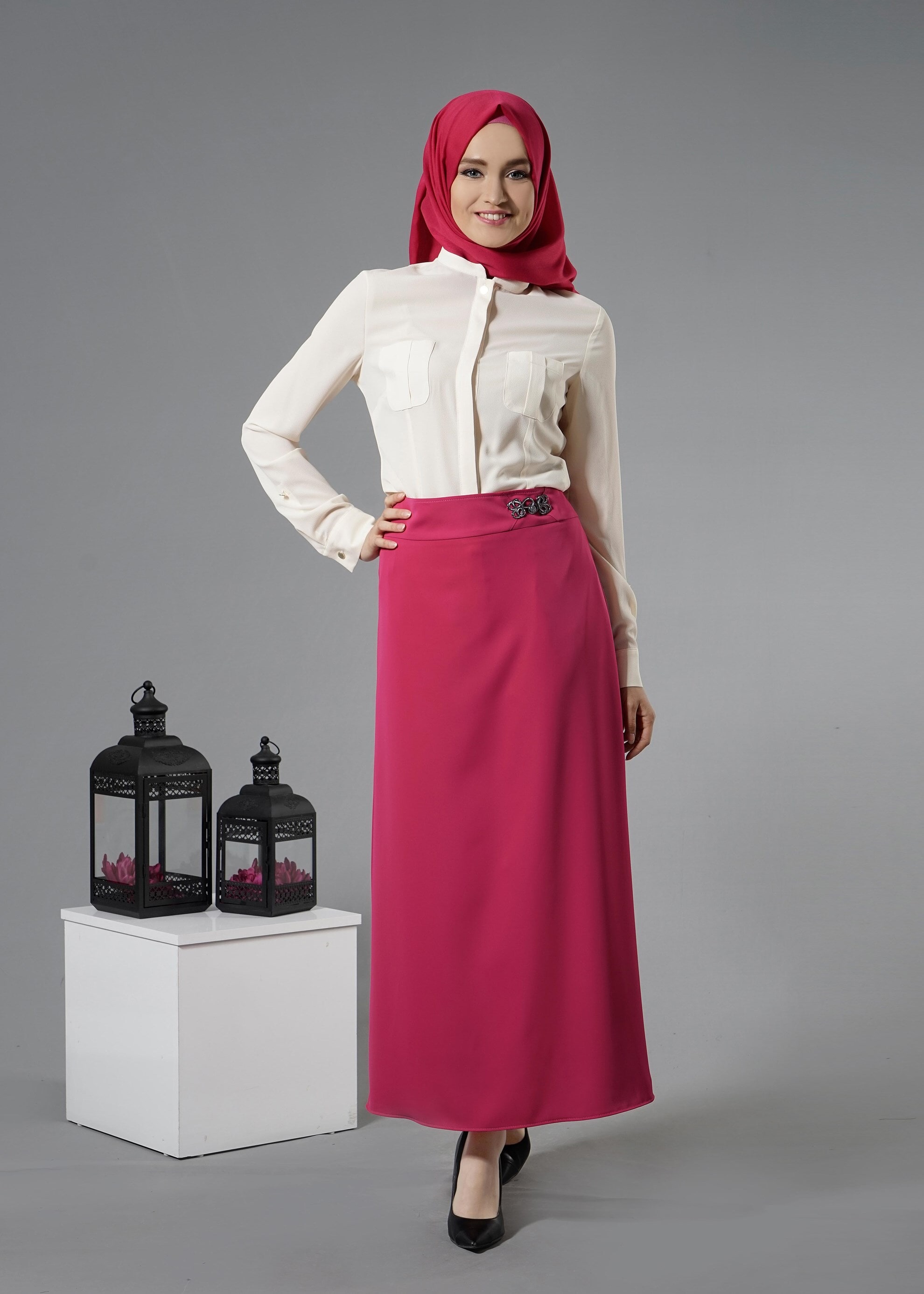 Tesettür giyim FUŞYA 6878 Elite Tesettür 11620 Etek 40/48 TEK38