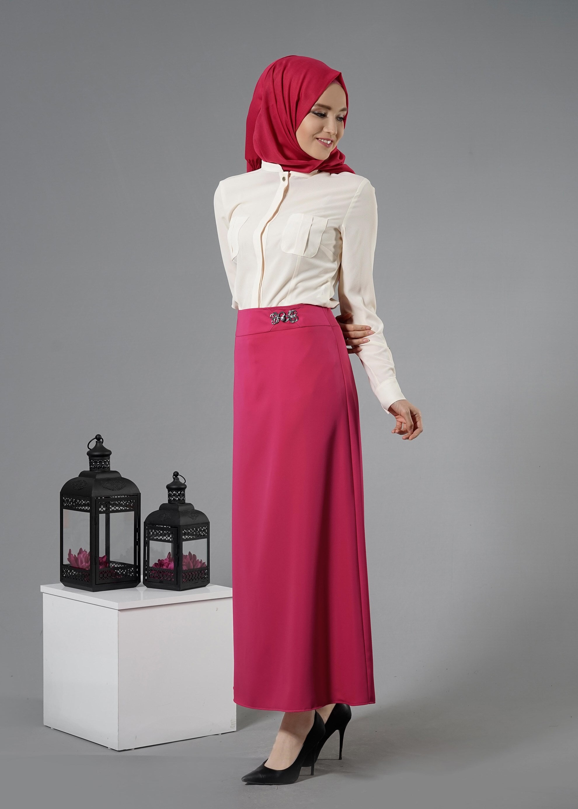 Tesettür giyim FUŞYA 6878 Elite Tesettür 11620 Etek 40/48 TEK38