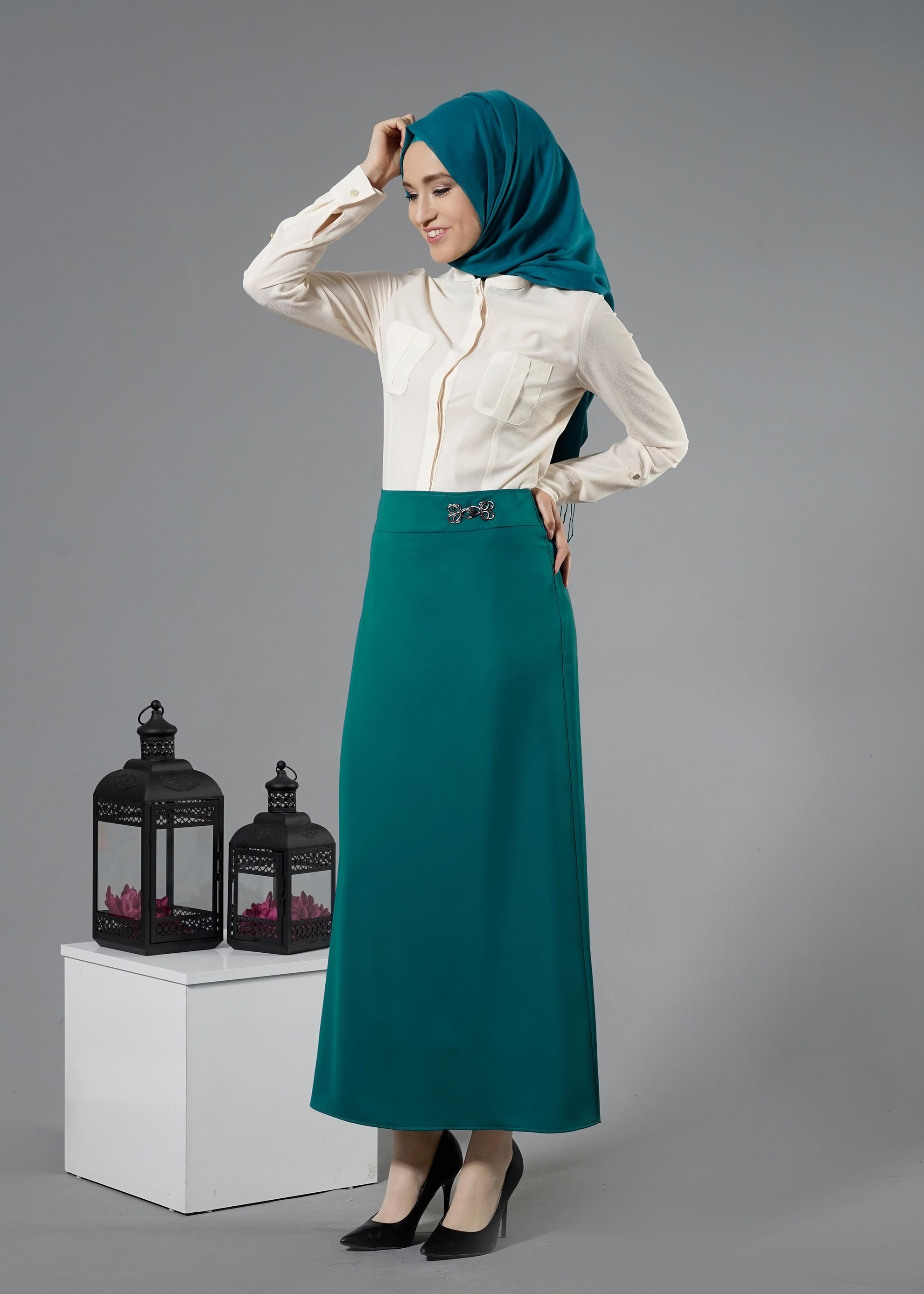 Tesettür giyim MAVİ 6878 Elite Tesettür 11620 Etek 40/48 TEK38