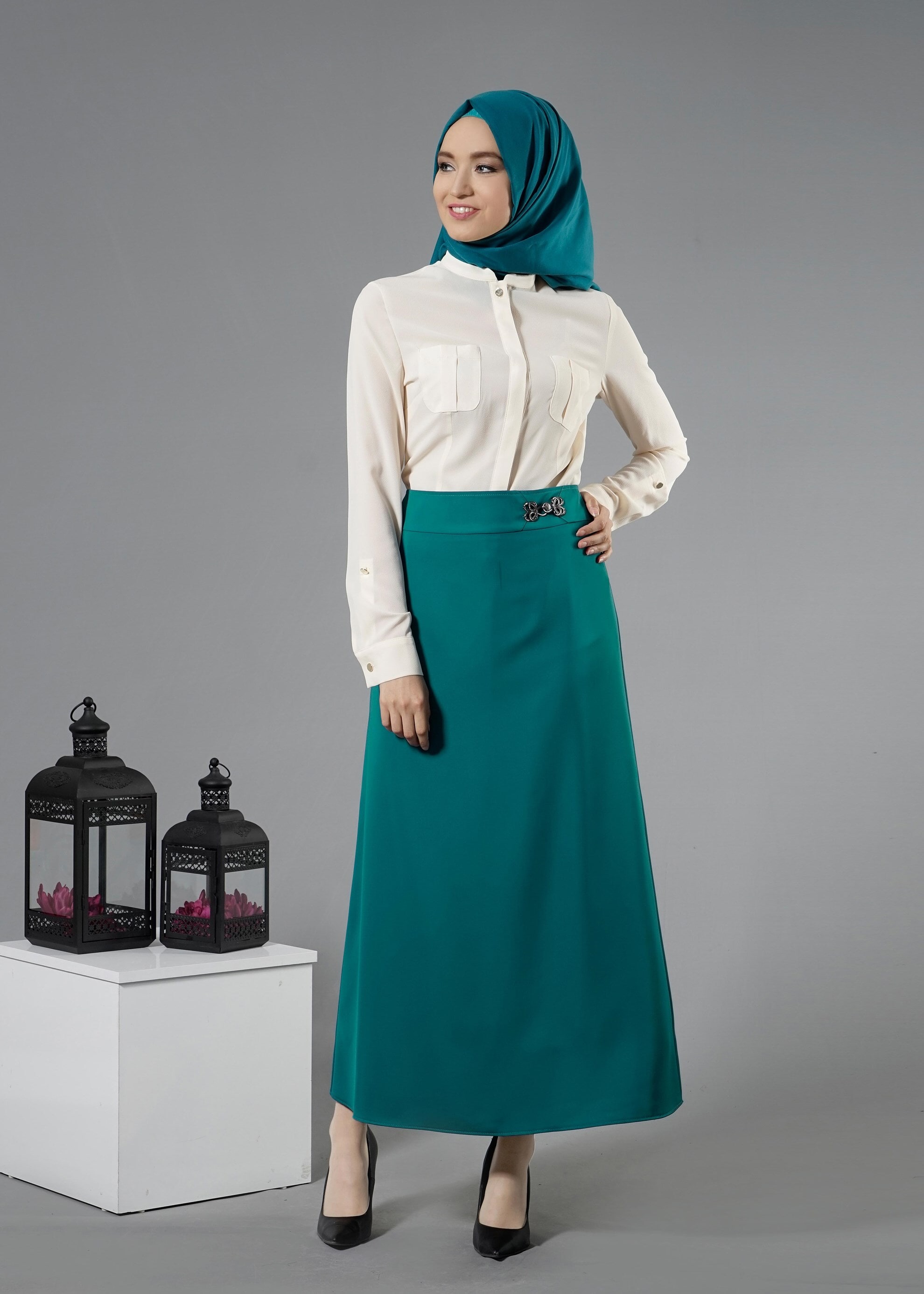 Tesettür giyim MAVİ 6878 Elite Tesettür 11620 Etek 40/48 TEK38