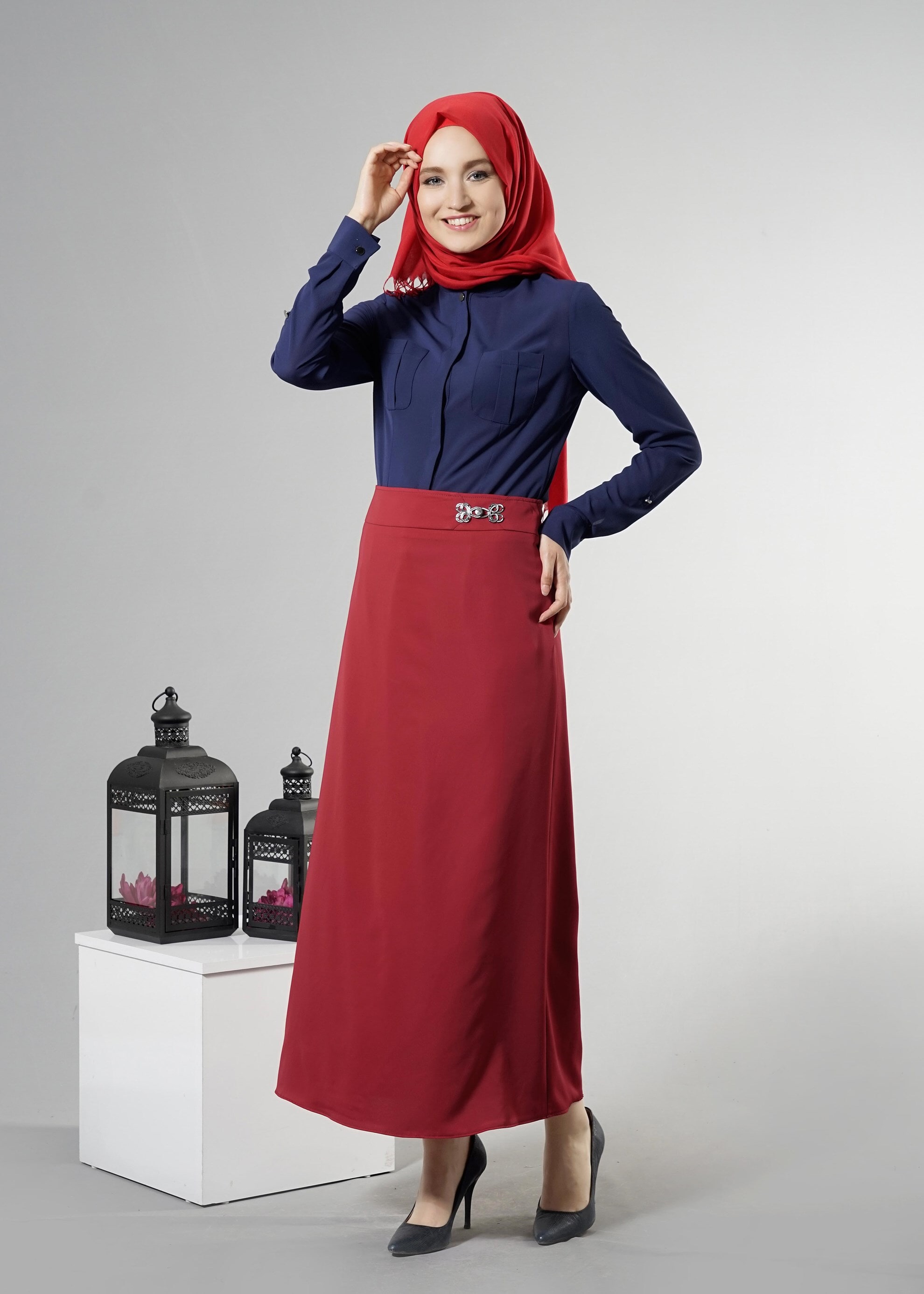 Tesettür giyim BORDO 6878 Elite Tesettür 11620 Etek 40/48 TEK38