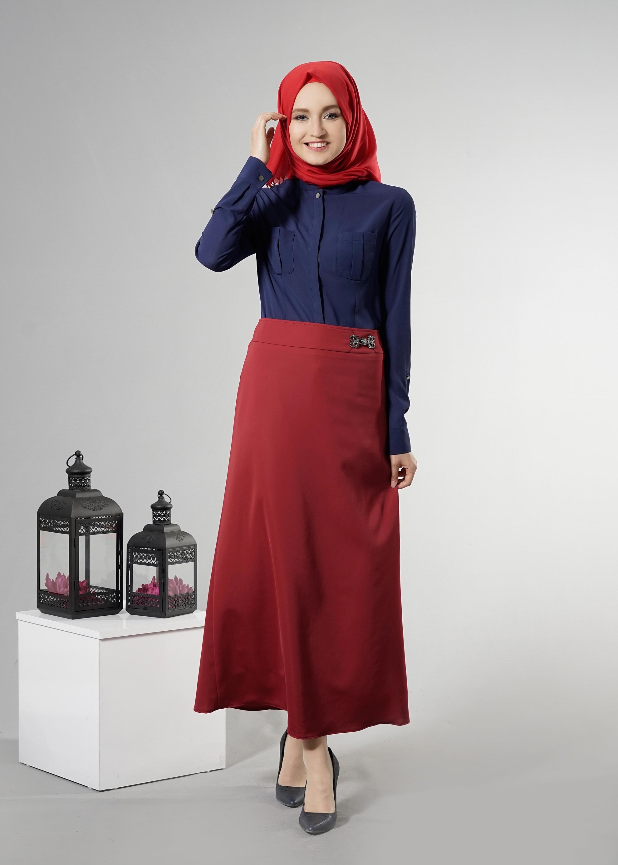 Tesettür giyim BORDO 6878 Elite Tesettür 11620 Etek 40/48 TEK38