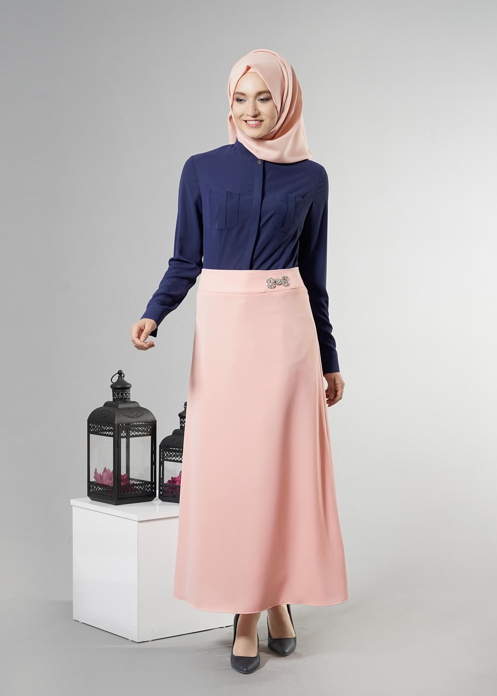Tesettür giyim PUDRA 6878 Elite Tesettür 11620 Etek 40/48 TEK38