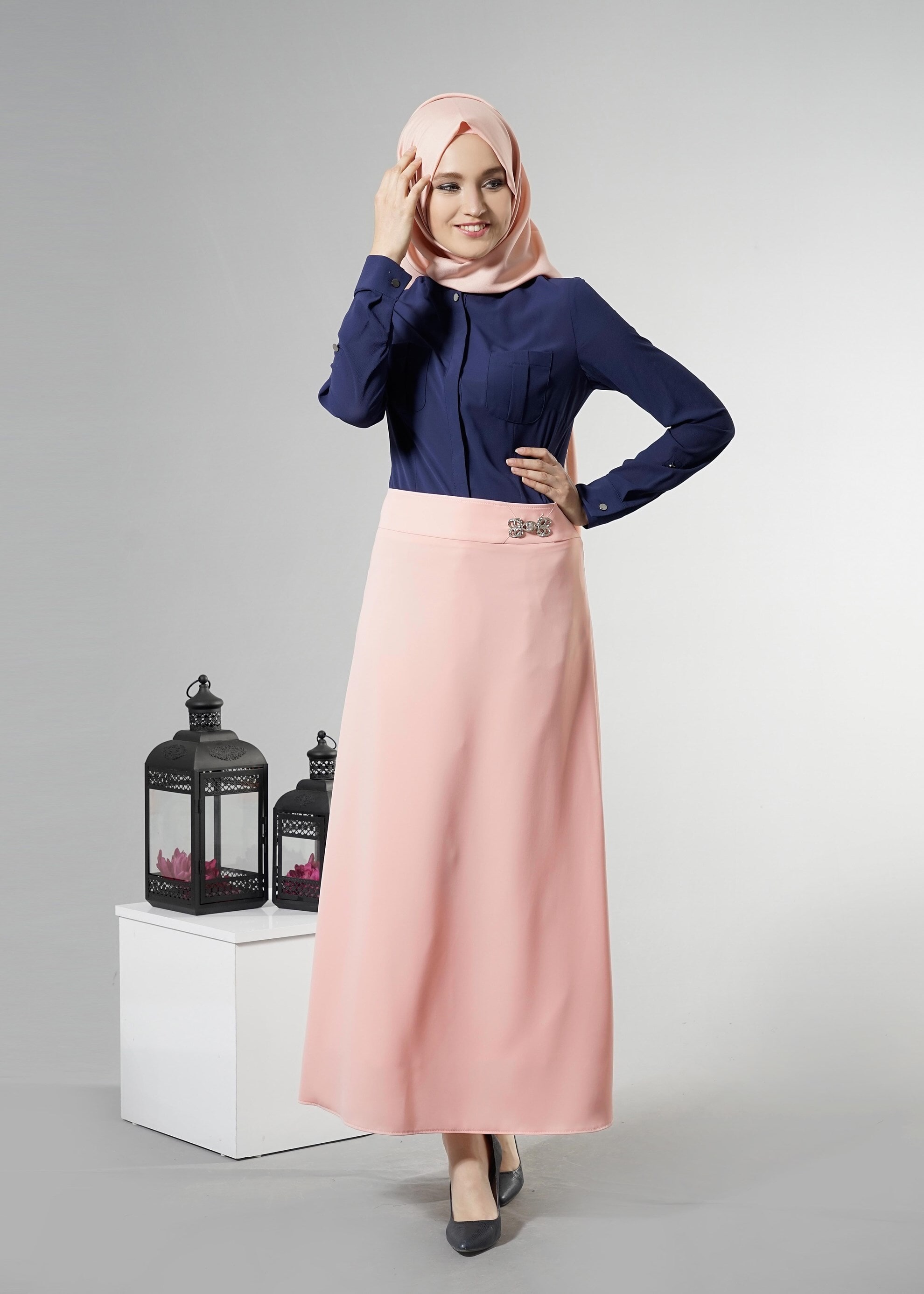 Tesettür giyim PUDRA 6878 Elite Tesettür 11620 Etek 40/48 TEK38