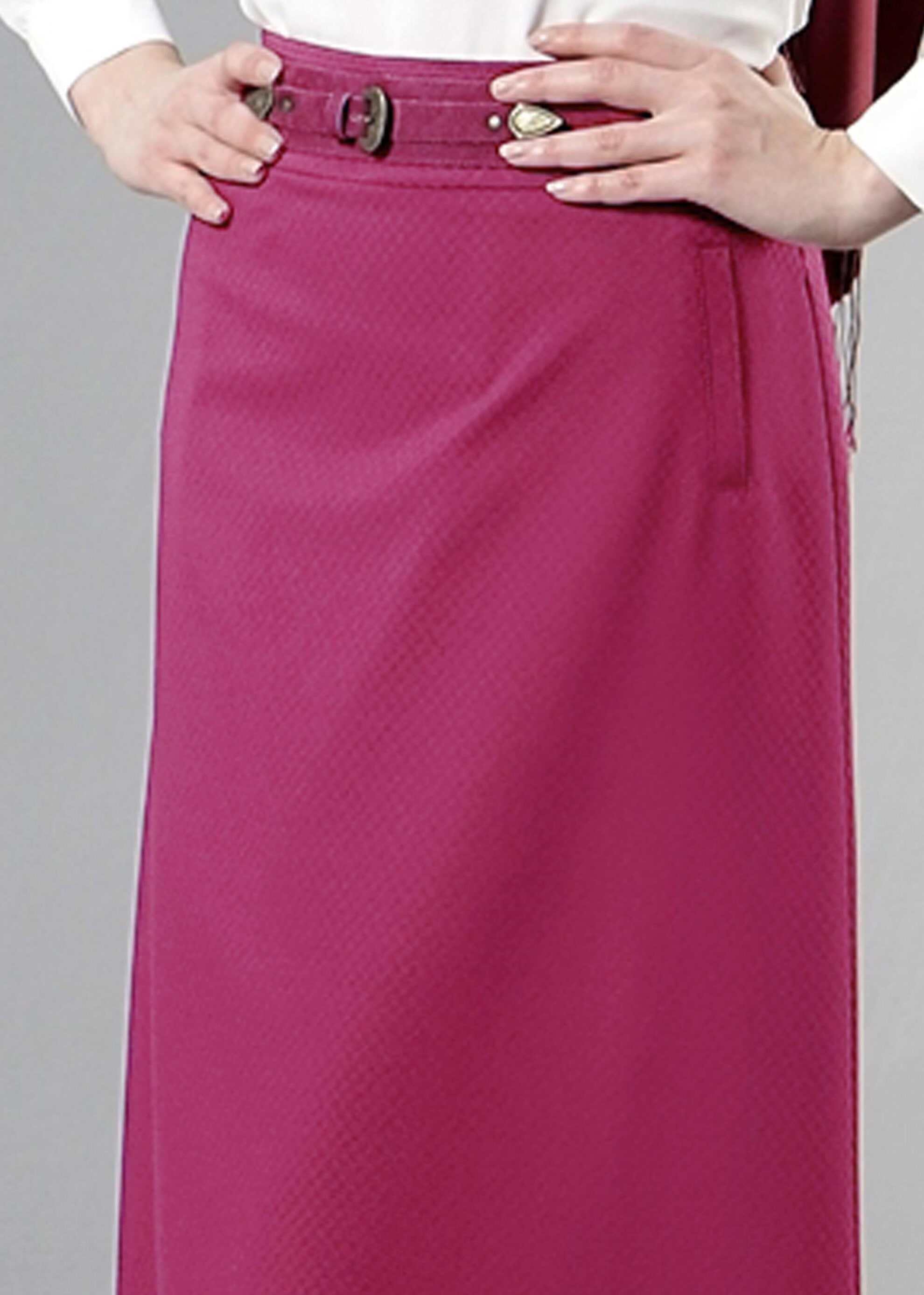 Tesettür giyim FUŞYA DÜZ KESİM METAL AKSEUARLI ETEK 6880