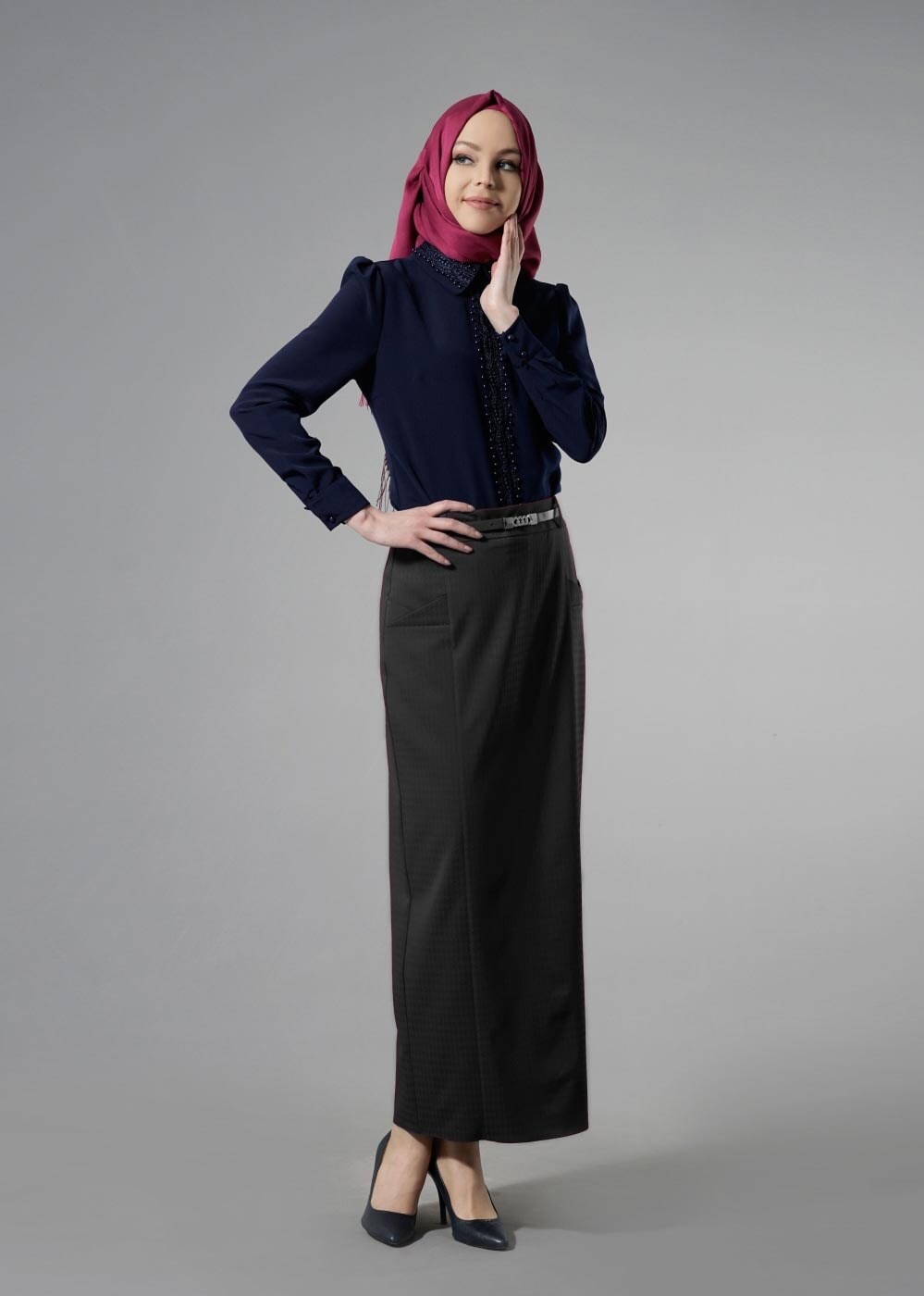 Tesettür giyim SİYAH 6881 GÖRKEM ETEK 38/48 TEK40