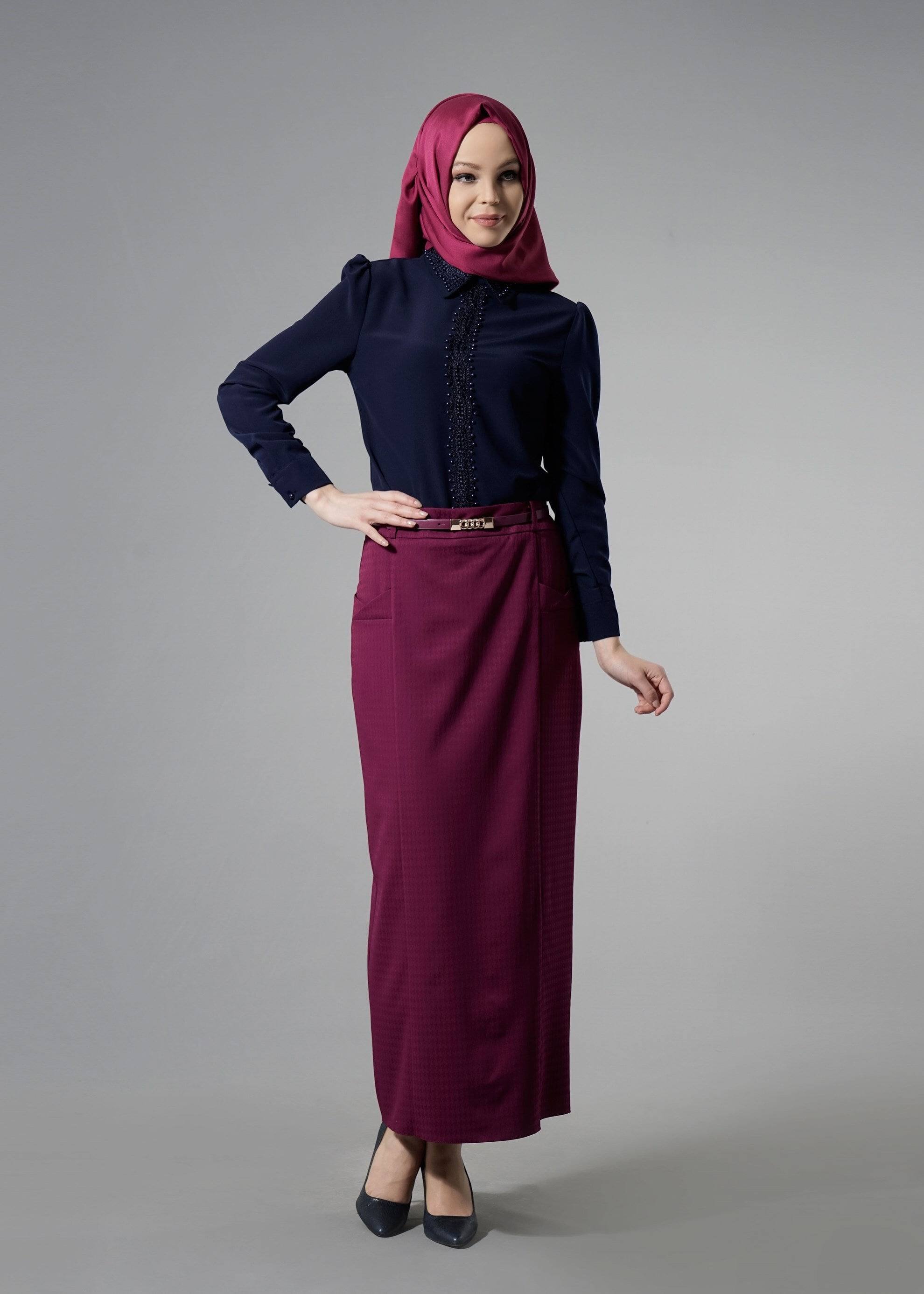 Tesettür giyim MOR 6881 GÖRKEM ETEK 38/48 TEK40