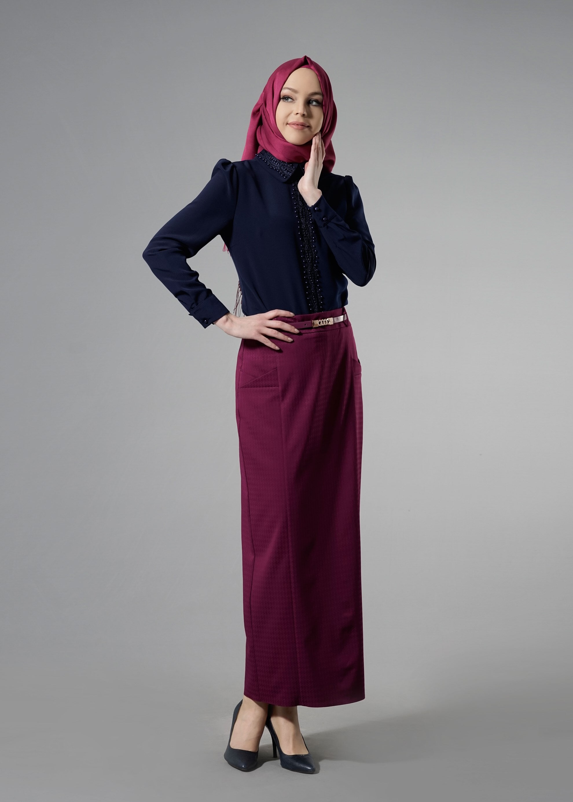 Tesettür giyim MOR 6881 GÖRKEM ETEK 38/48 TEK40