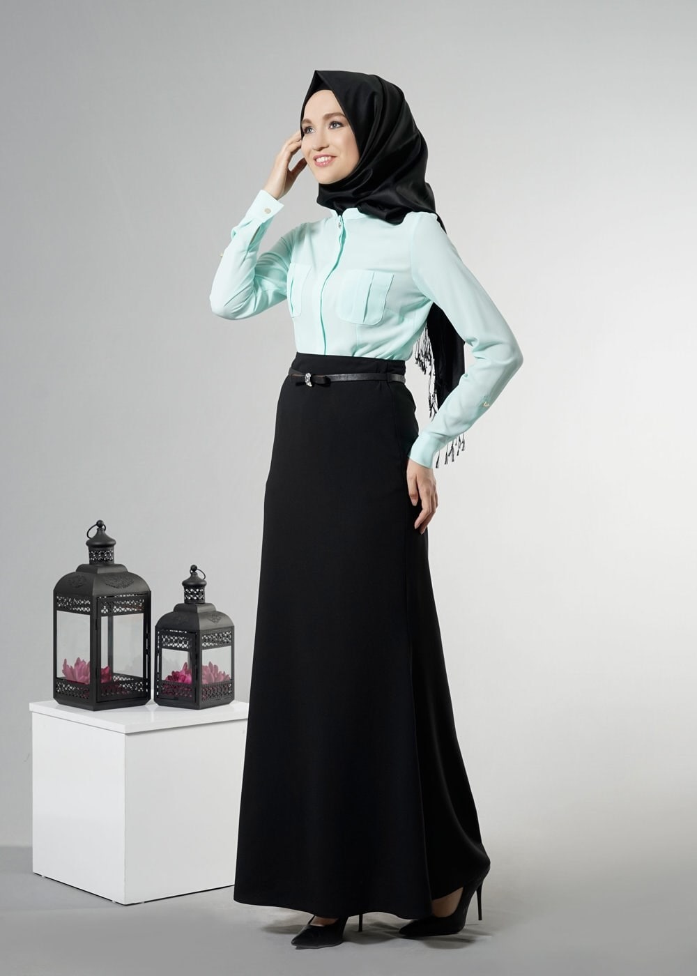 Tesettür giyim SİYAH 6882 Camilia Tesettür Etek 36/44(38-40) TEK42