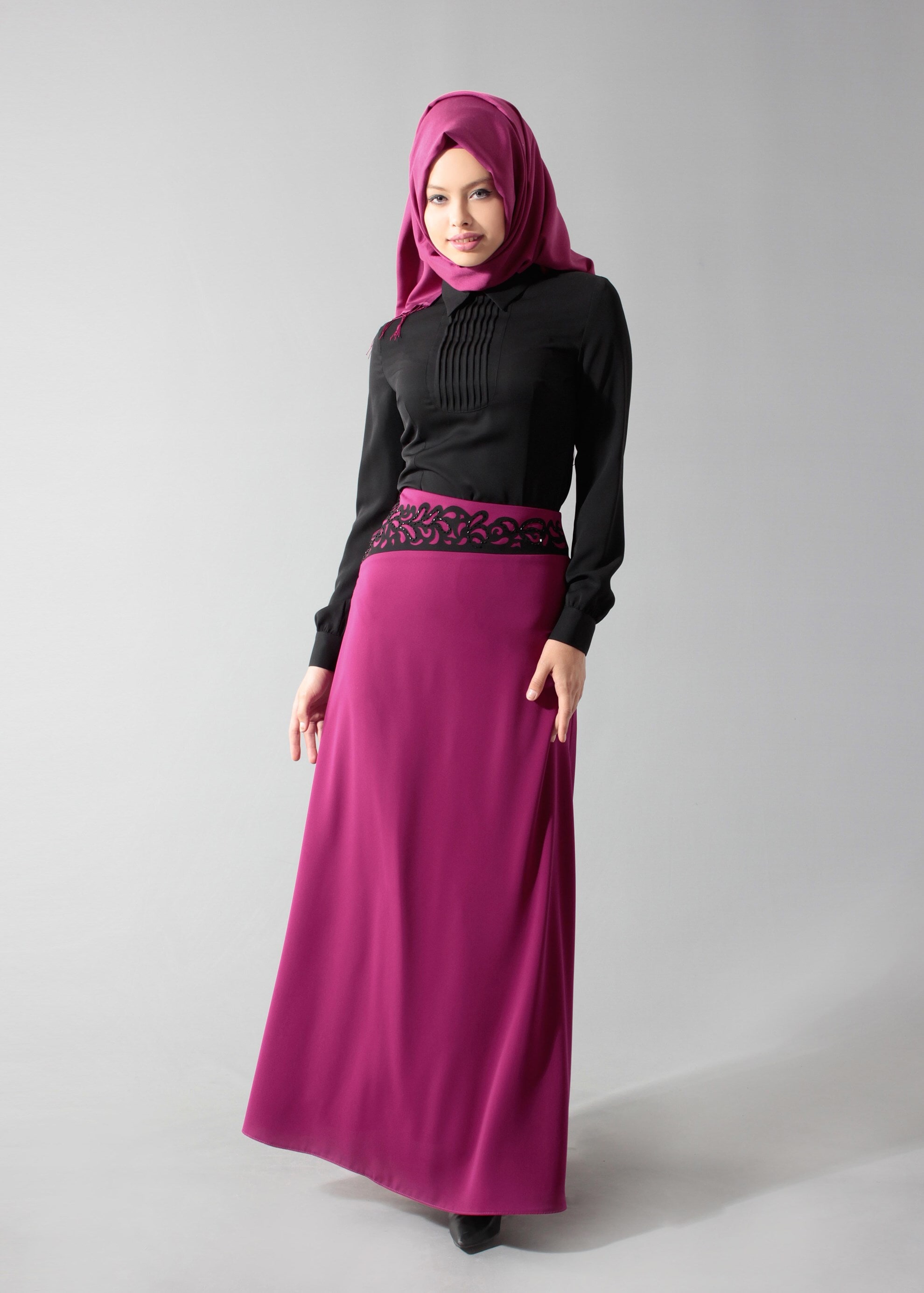 Tesettür giyim FUŞYA 6883 Virona Tesettür Etek 38/44 TEK40