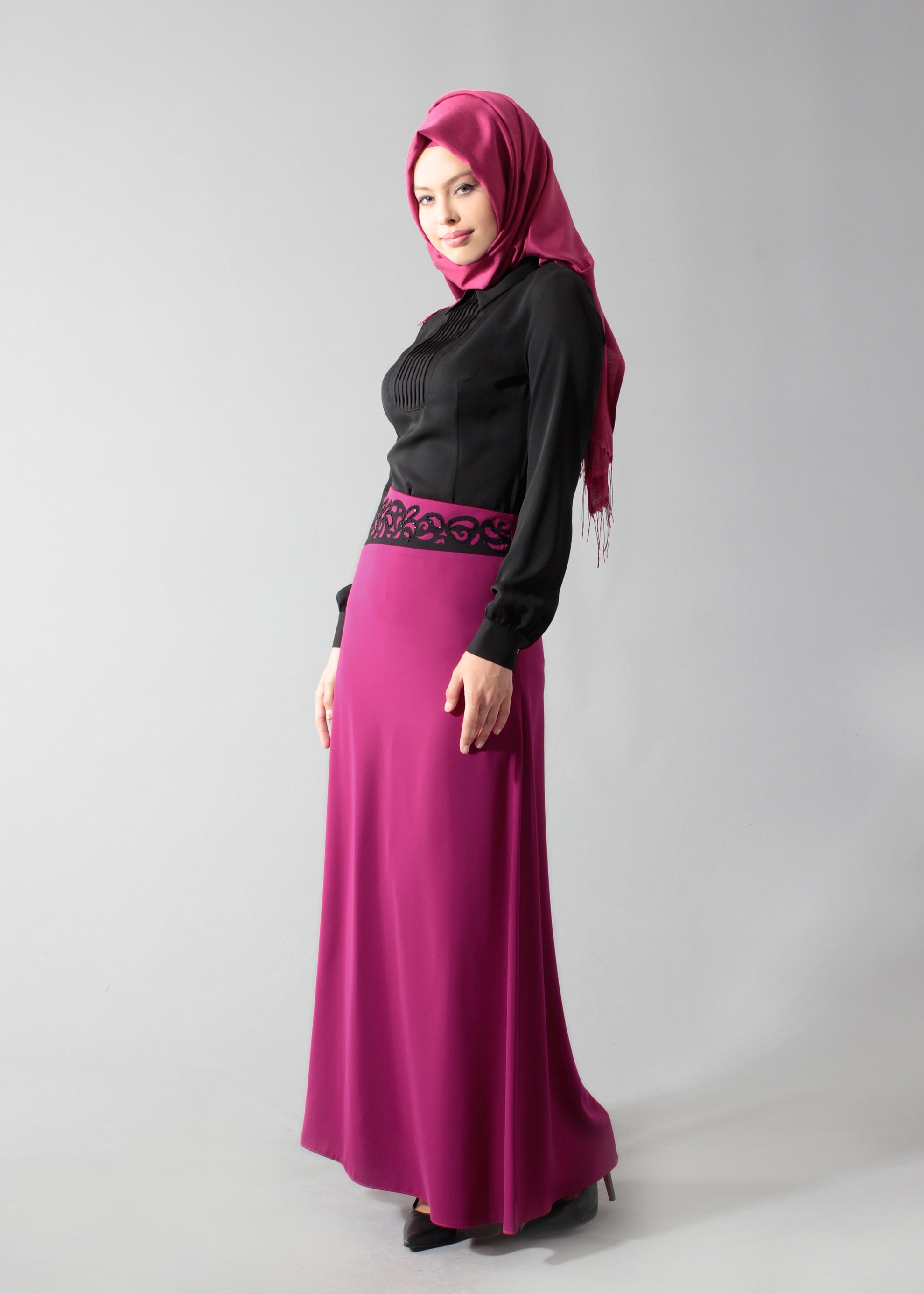 Tesettür giyim FUŞYA 6883 Virona Tesettür Etek 38/44 TEK40