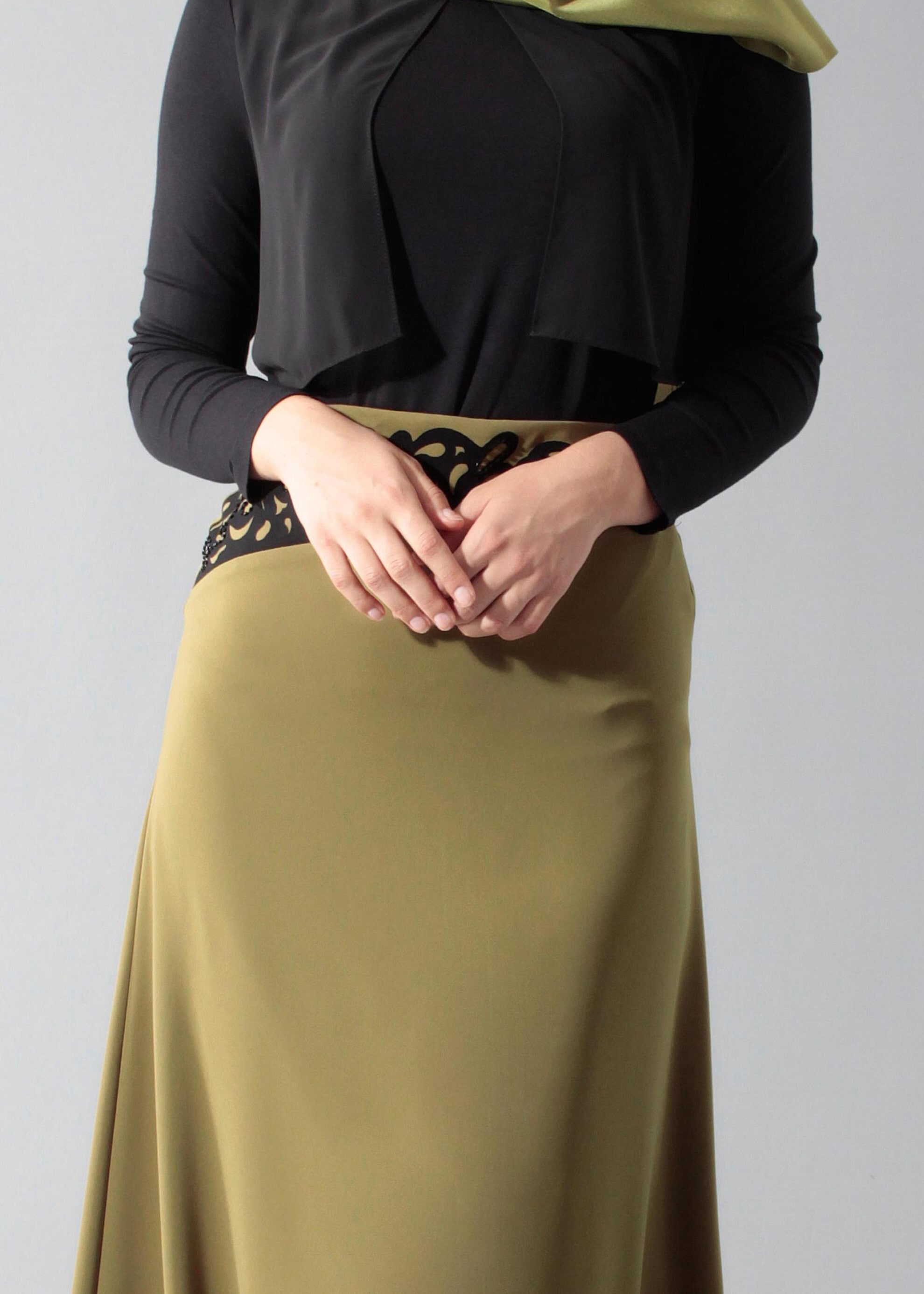 Tesettür giyim YEŞİL 6883 Virona Tesettür Etek 38/44 TEK40