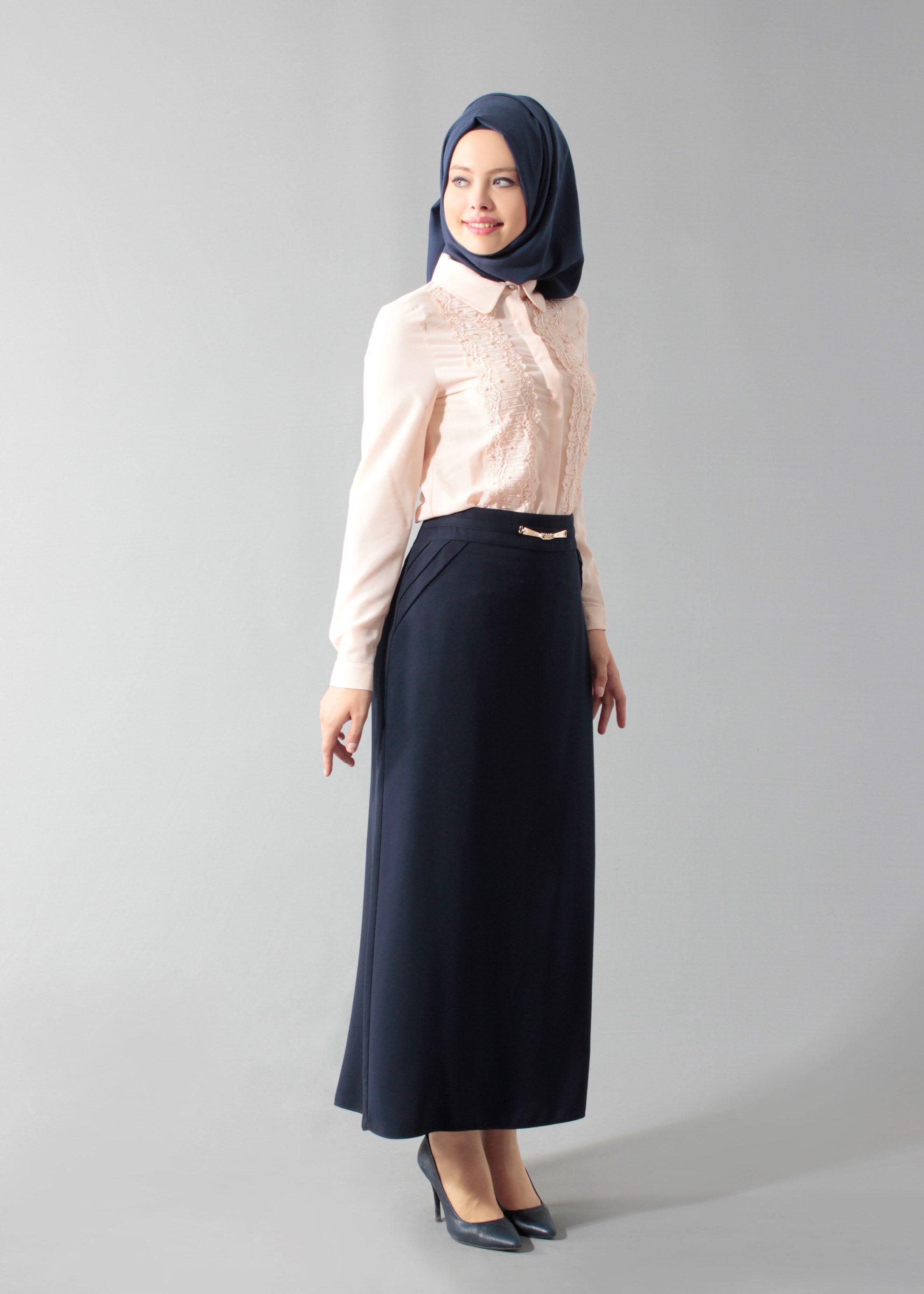 Tesettür giyim LACİVERT 6884 Mypoll Tesettür Etek 40/48 TEK38