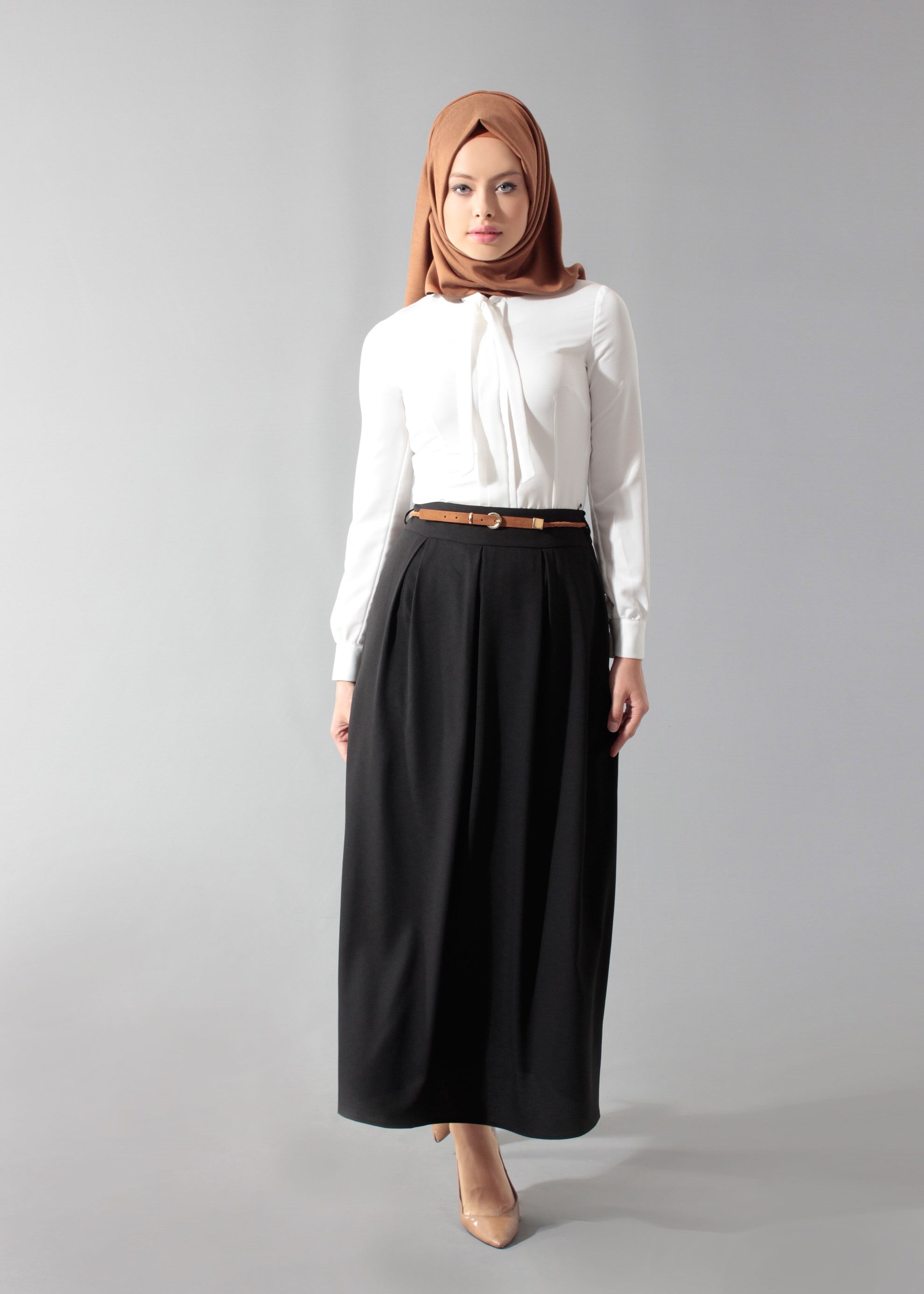 Tesettür giyim SİYAH 6888 Nora Tesettür Etek 36/44