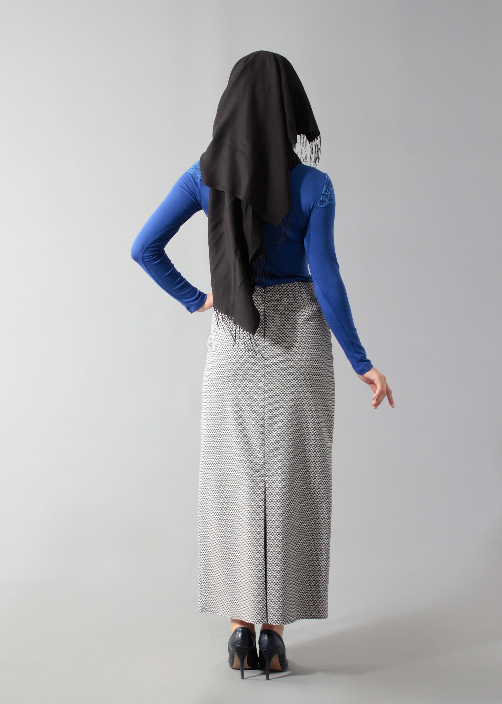 Tesettür giyim SİYAH 6890 Jakar Tesettür Etek 38/46