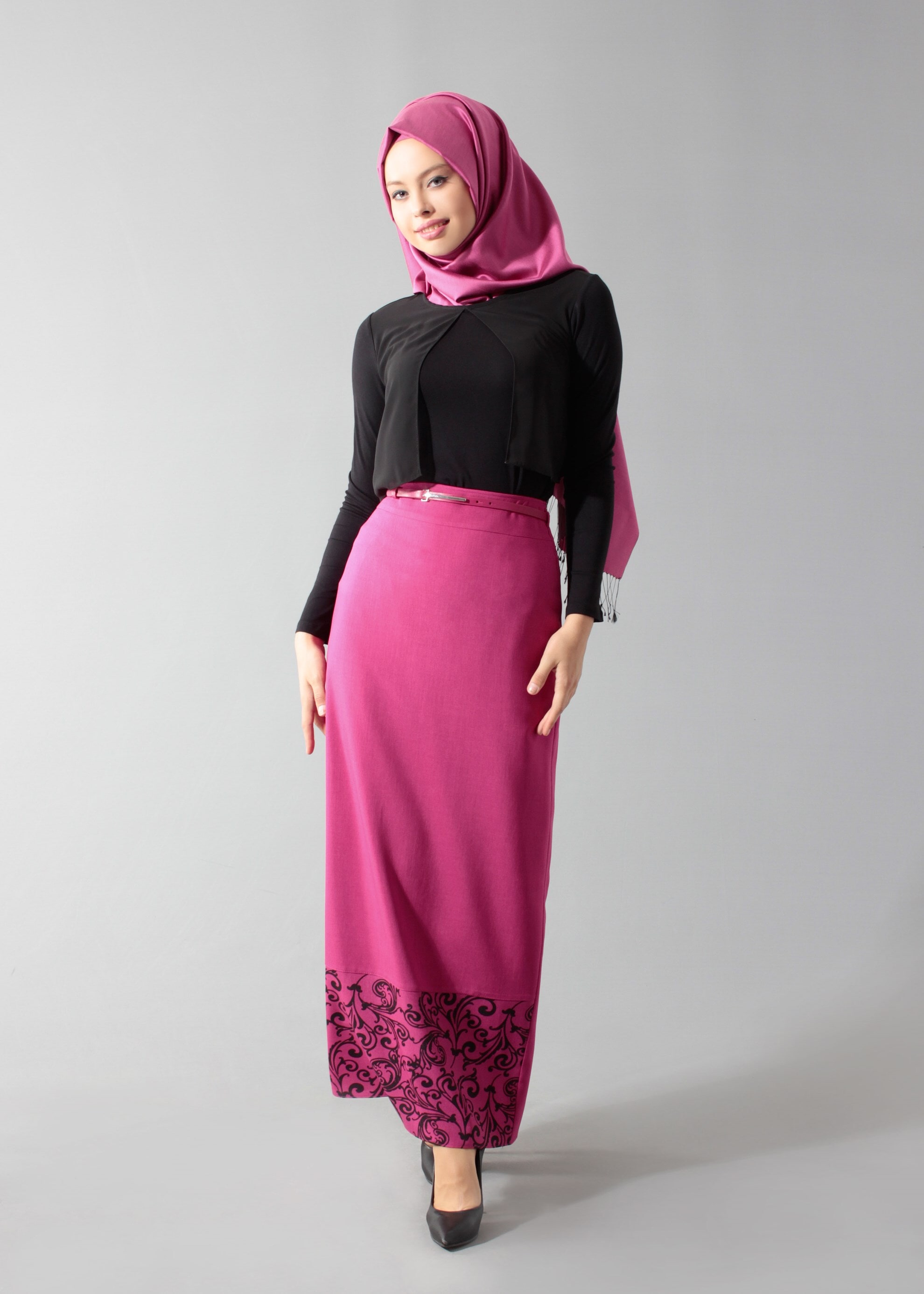 Tesettür giyim FUŞYA 6892 Stil Tesettür 8563 Etek 38/44 TEK40