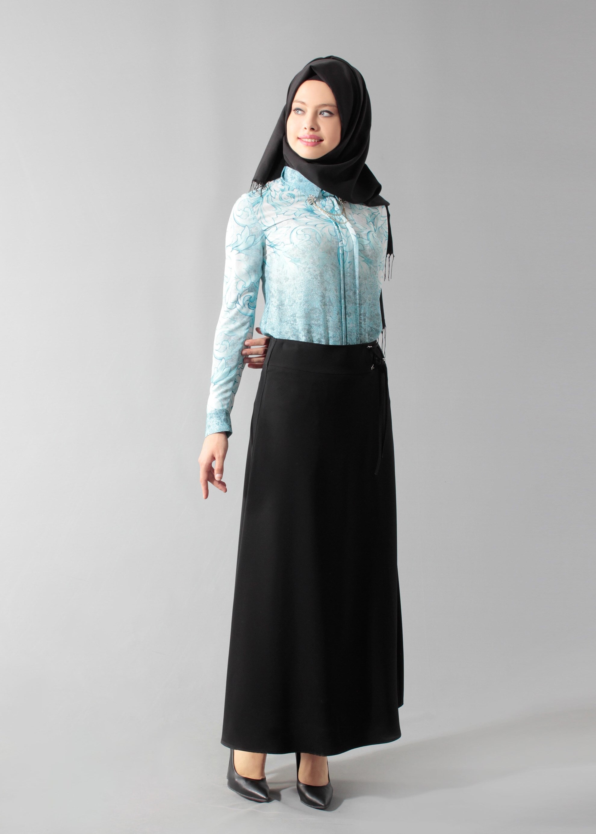 Tesettür giyim SİYAH 6893 Kiwon Tesettür Etek 38/46 TEK40