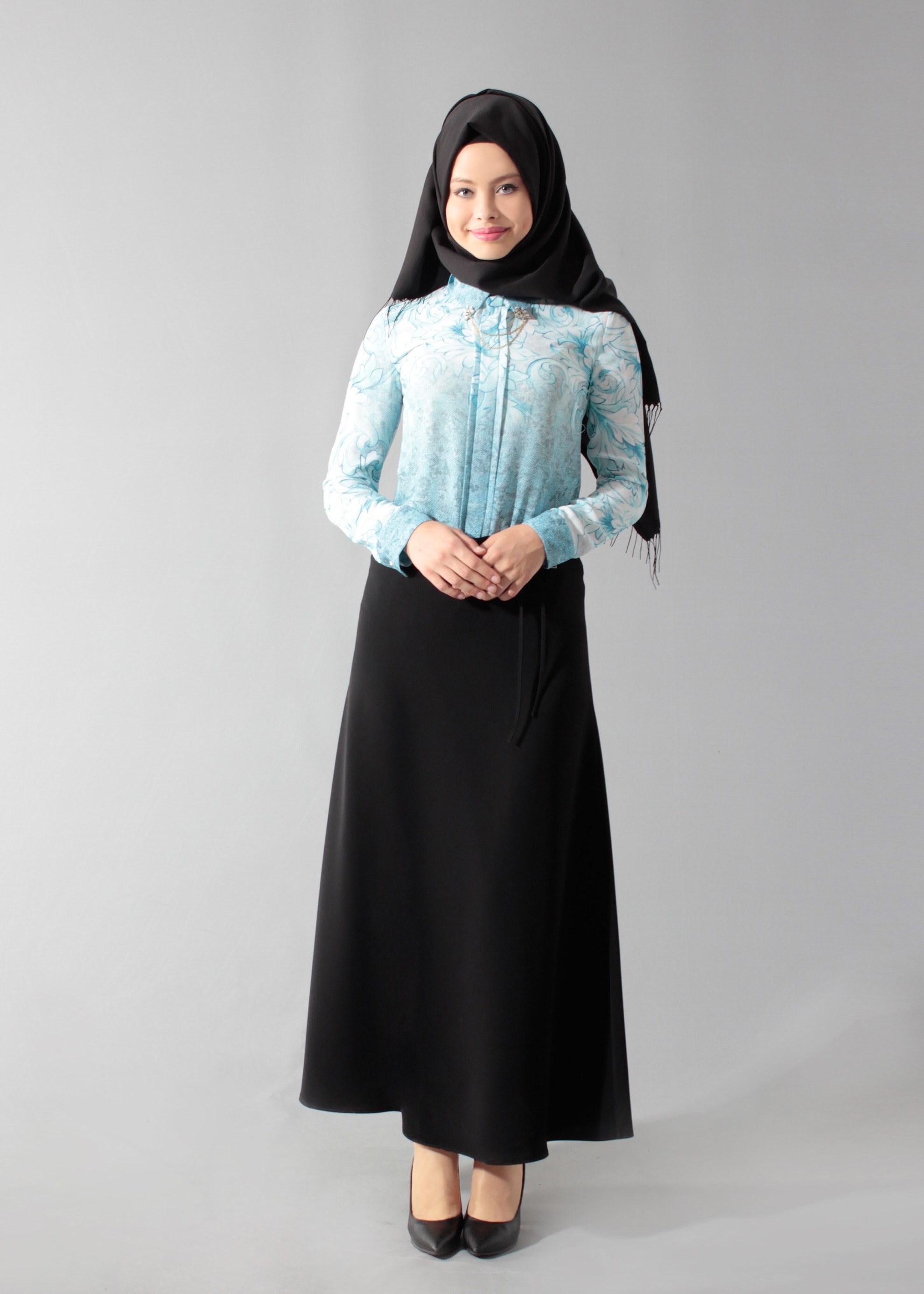 Tesettür giyim SİYAH 6893 Kiwon Tesettür Etek 38/46 TEK40