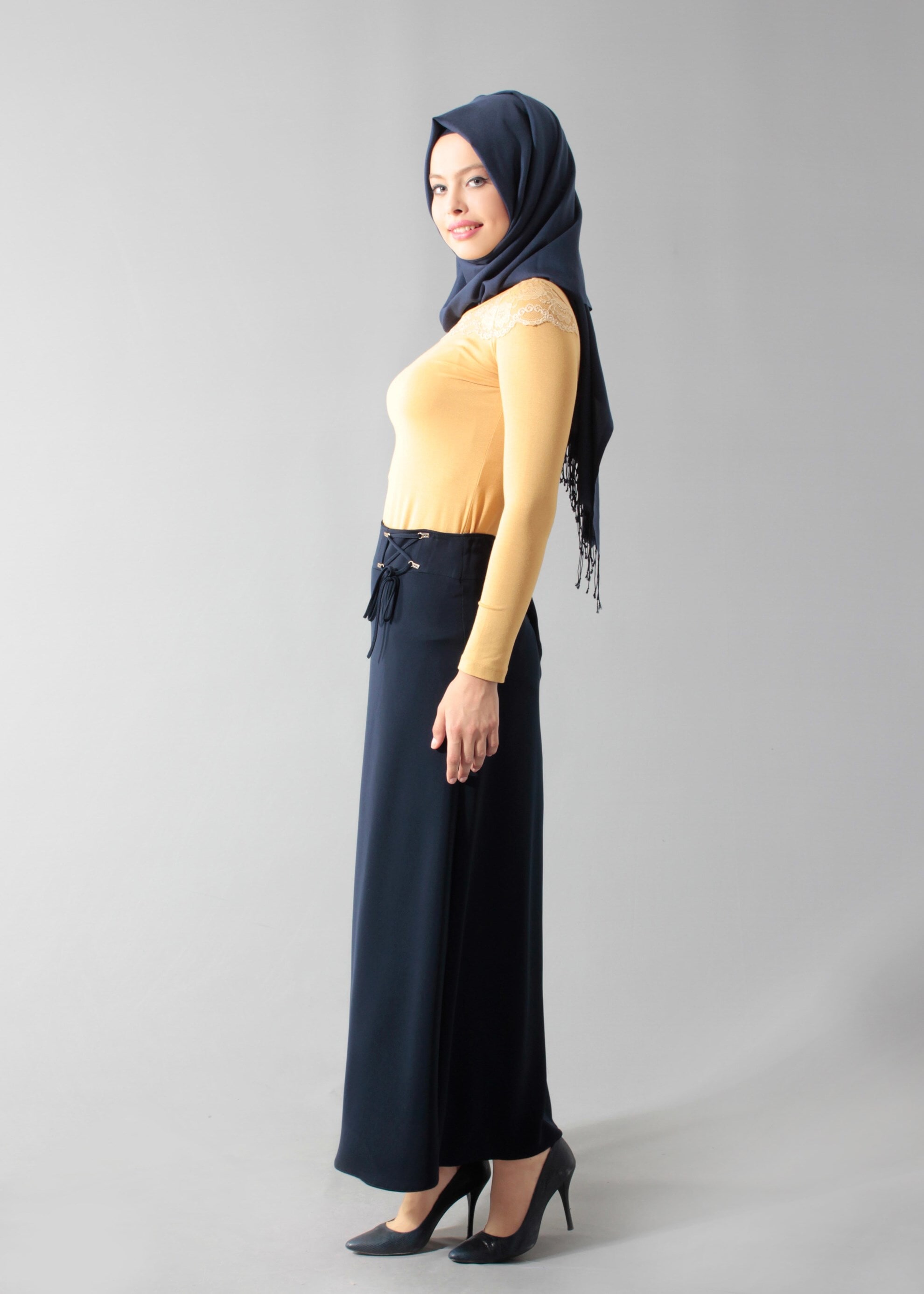 Tesettür giyim LACİVERT 6893 Kiwon Tesettür Etek 38/46 TEK40