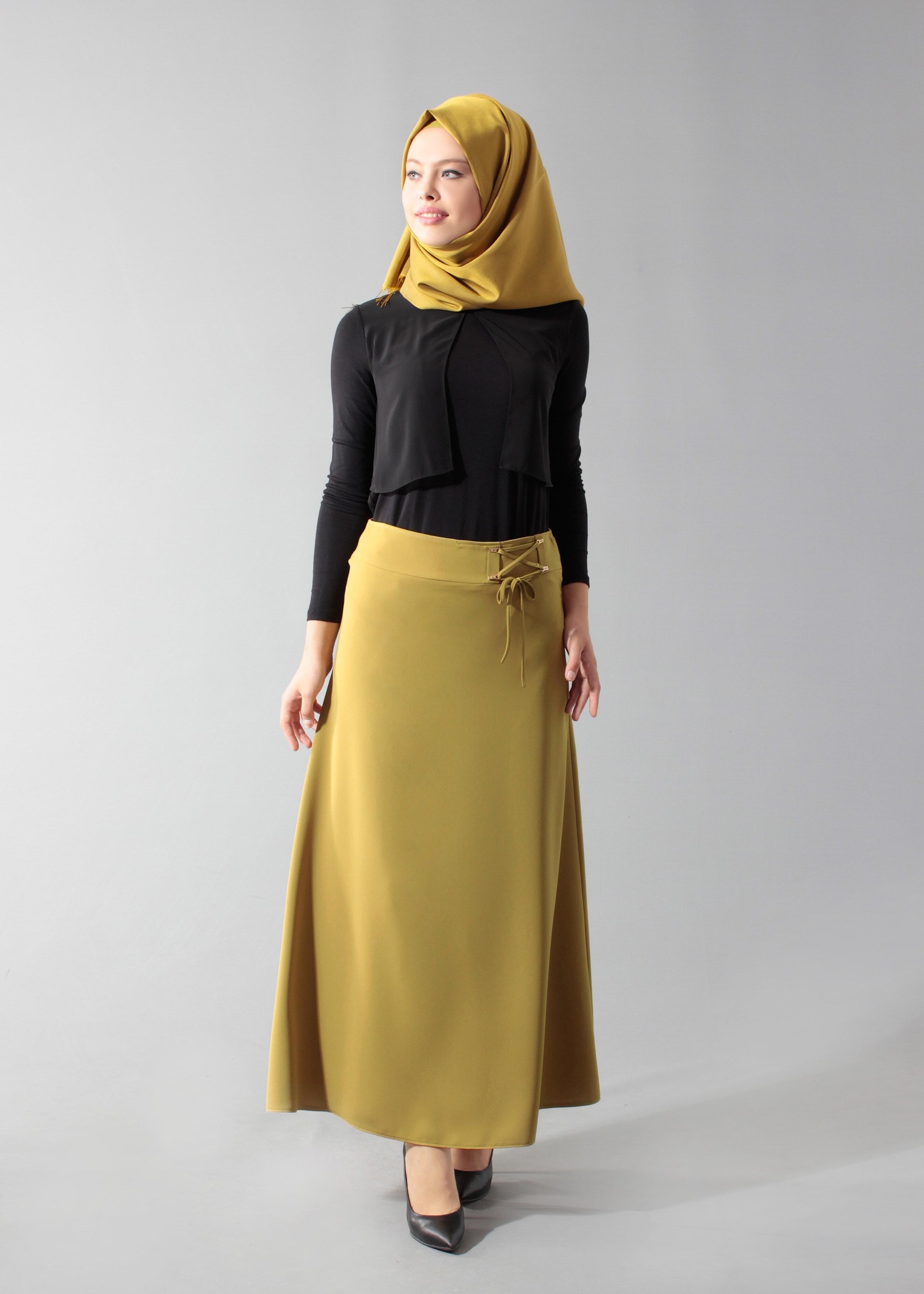 Tesettür giyim YEŞİL 6893 Kiwon Tesettür Etek 38/46 TEK40