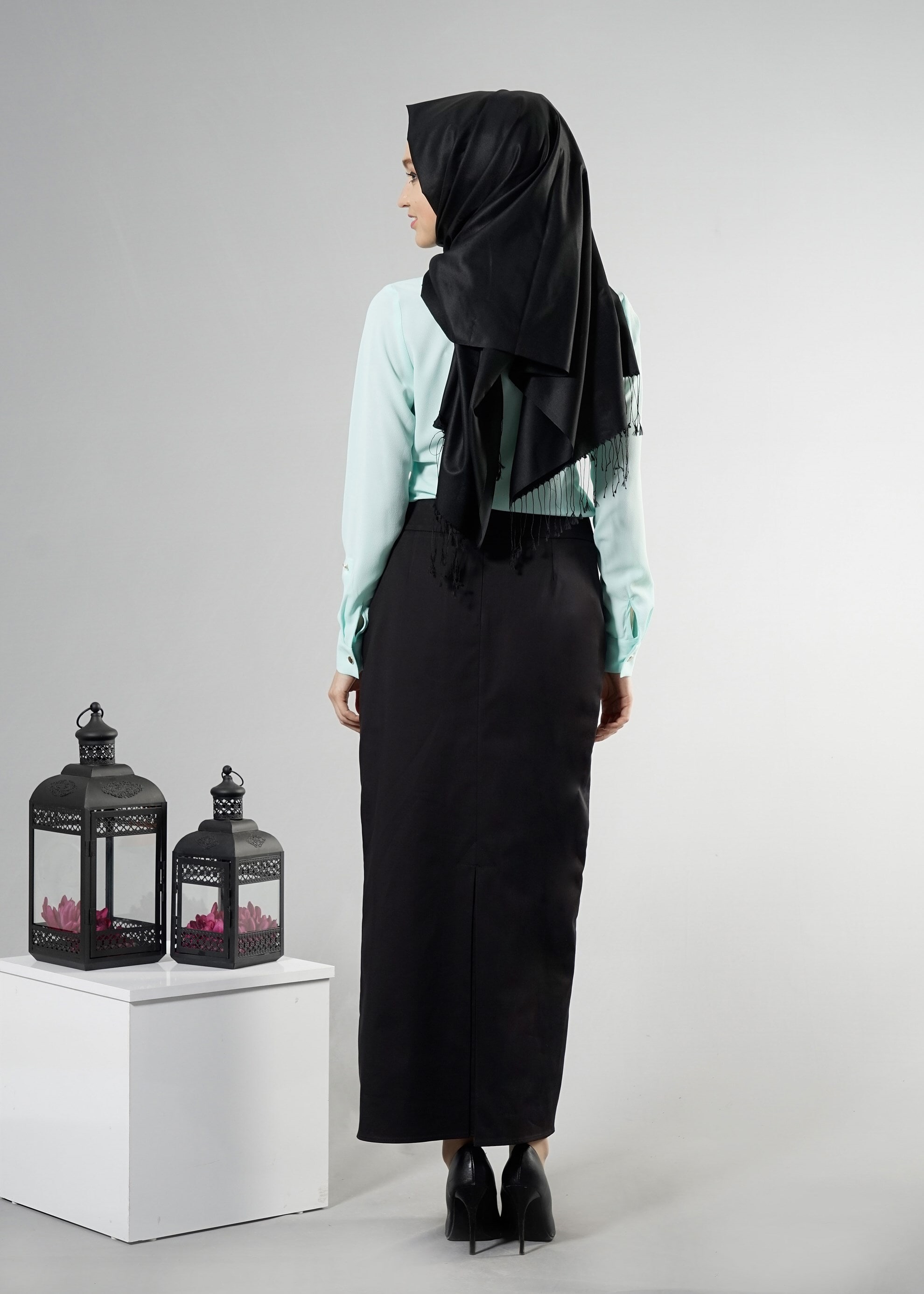 Tesettür giyim SİYAH 6894 15666 Tesettür Etek 38/44