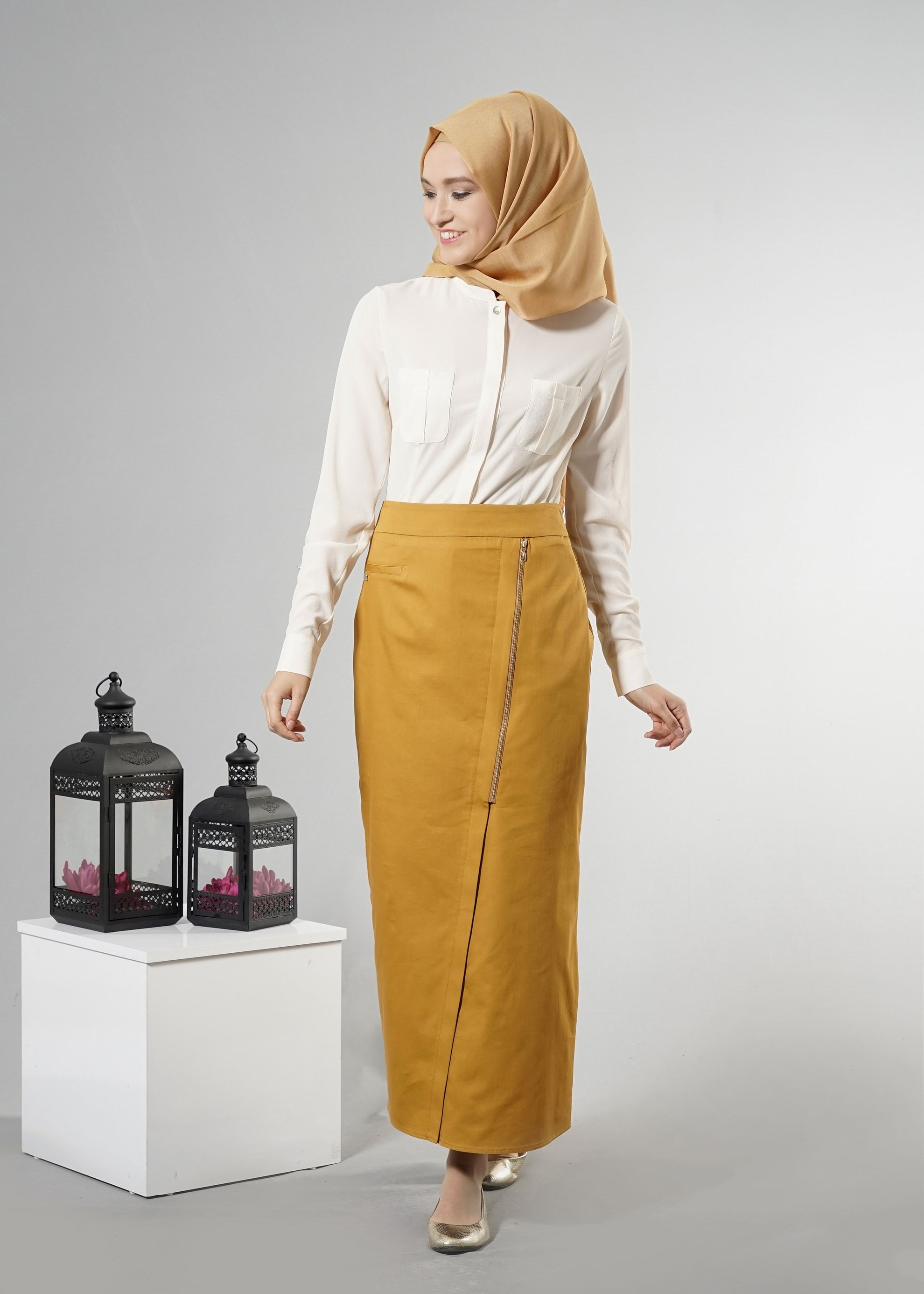 Tesettür giyim SARI 6894 15666 Tesettür Etek 38/44