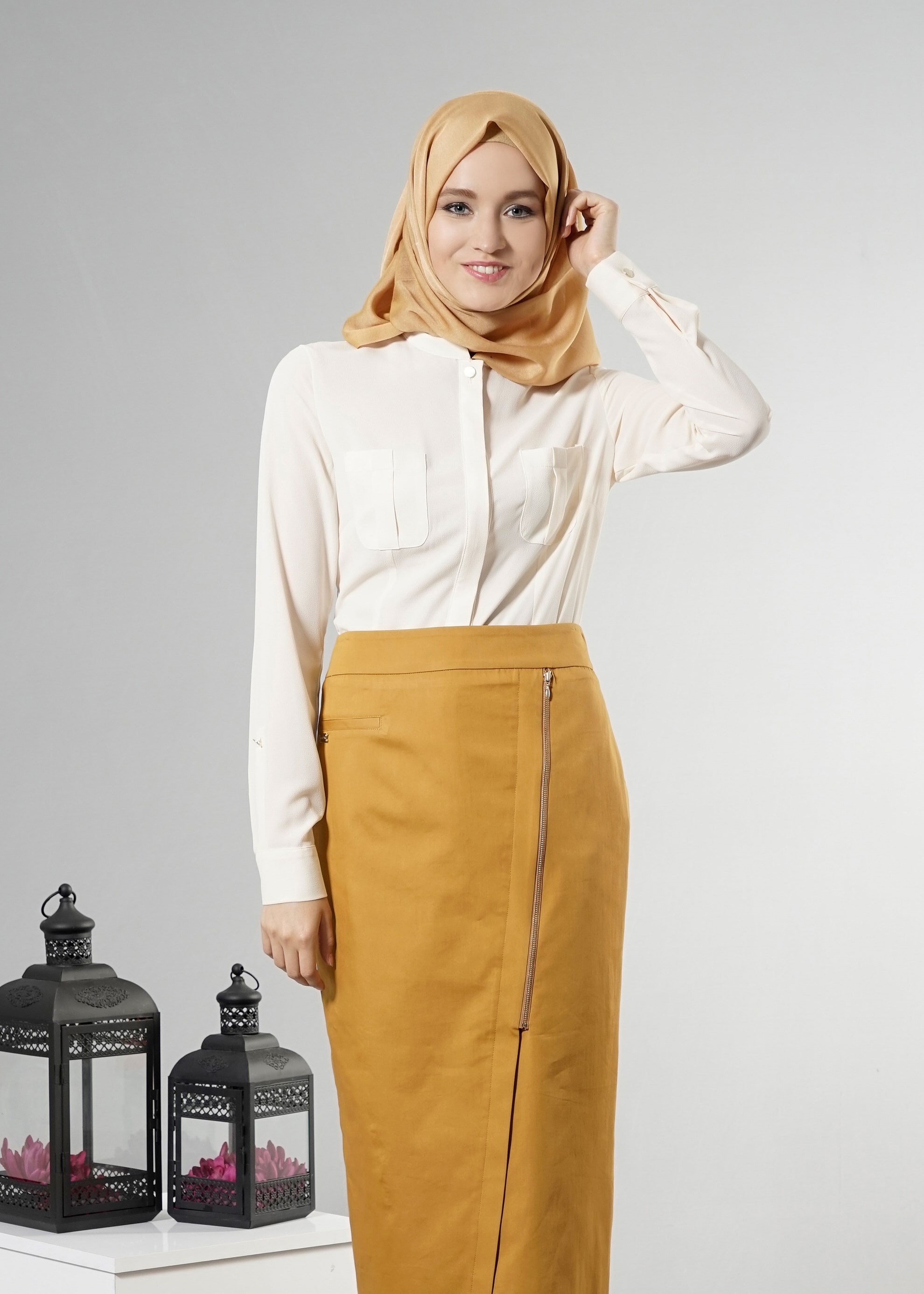 Tesettür giyim SARI 6894 15666 Tesettür Etek 38/44