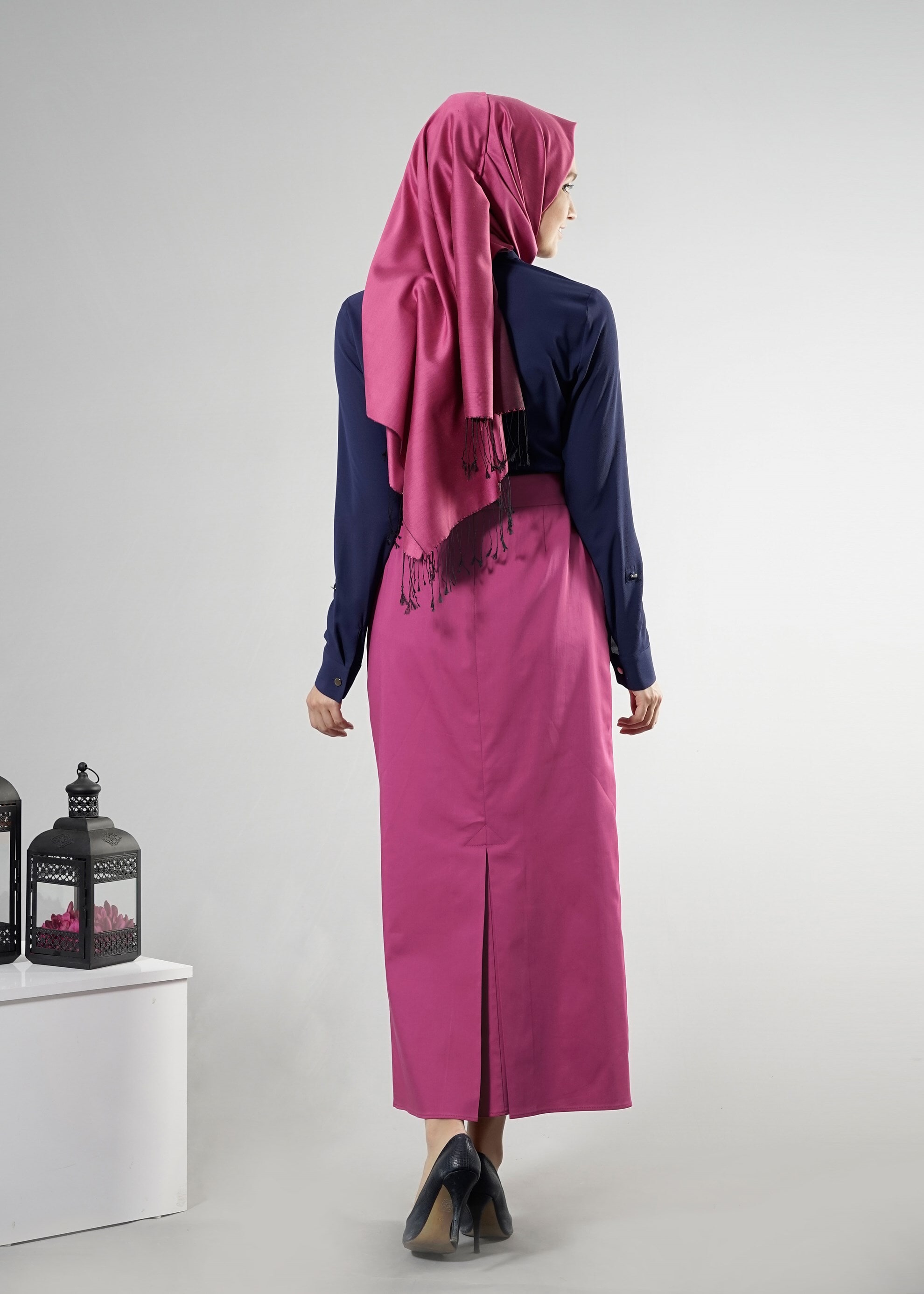 Tesettür giyim FUŞYA 6894 15666 Tesettür Etek 38/44