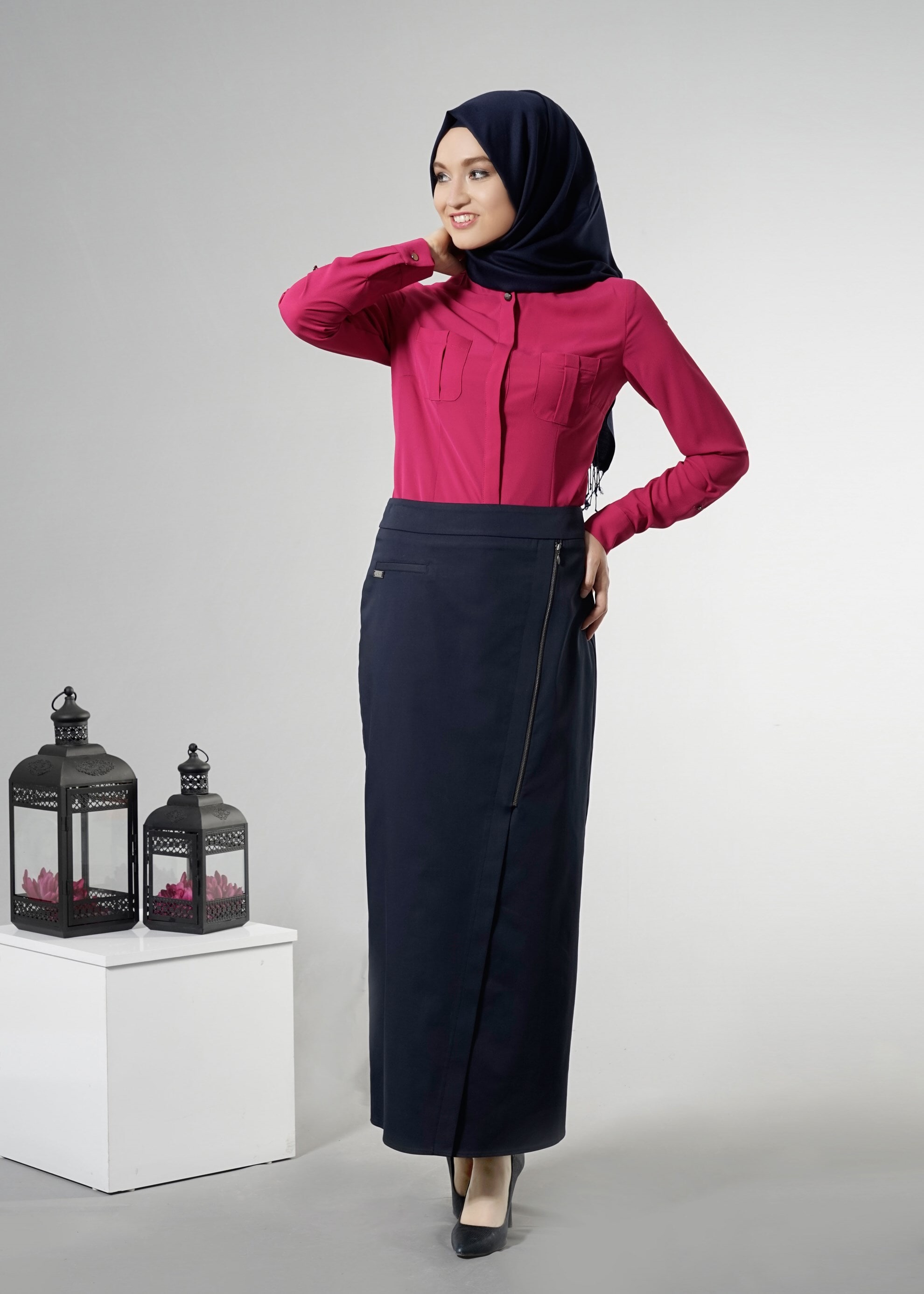 Tesettür giyim LACİVERT 6894 15666 Tesettür Etek 38/44