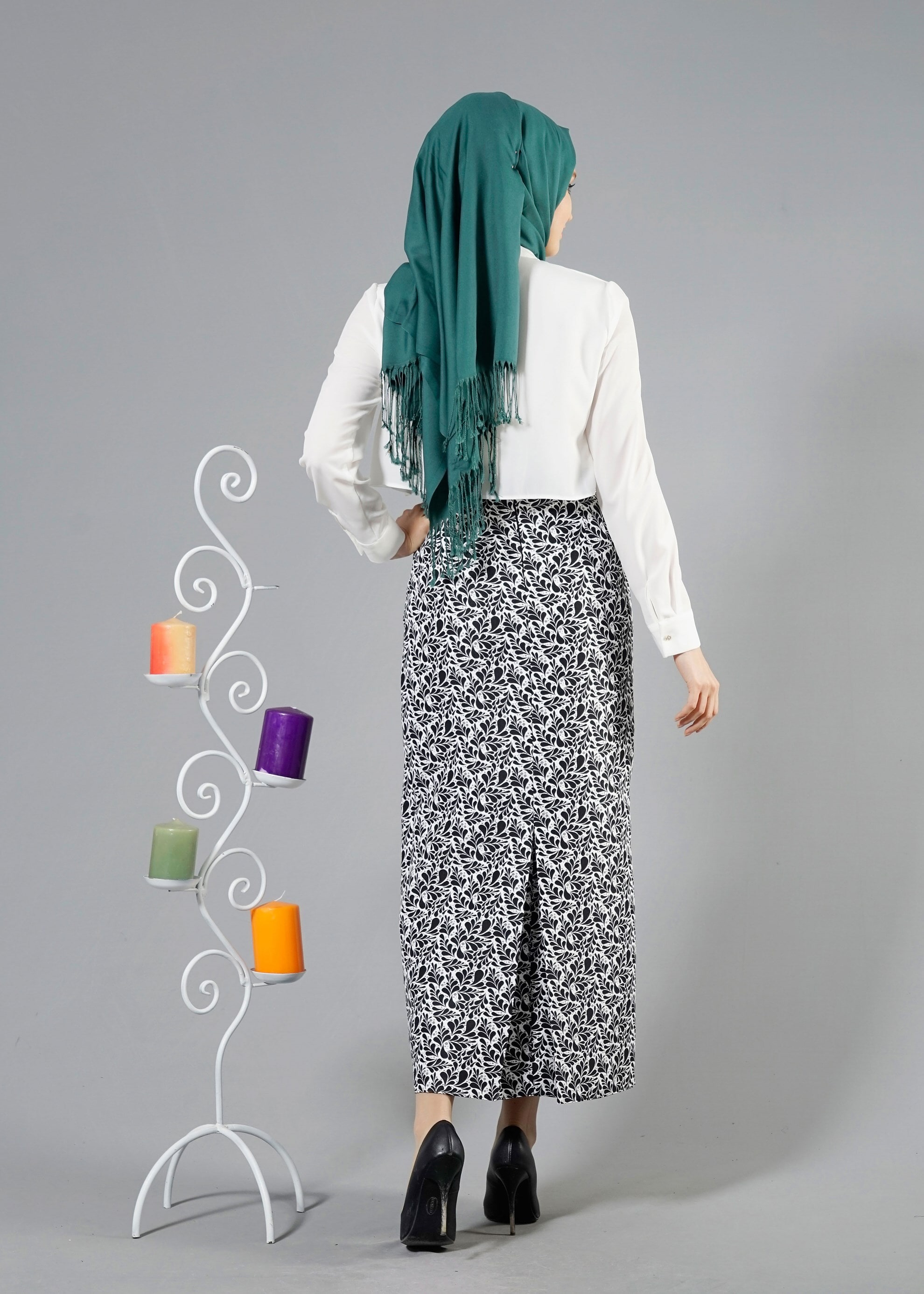 Tesettür giyim SİYAH 6899 JAKAR DES.1 ETEK 36/42(38)