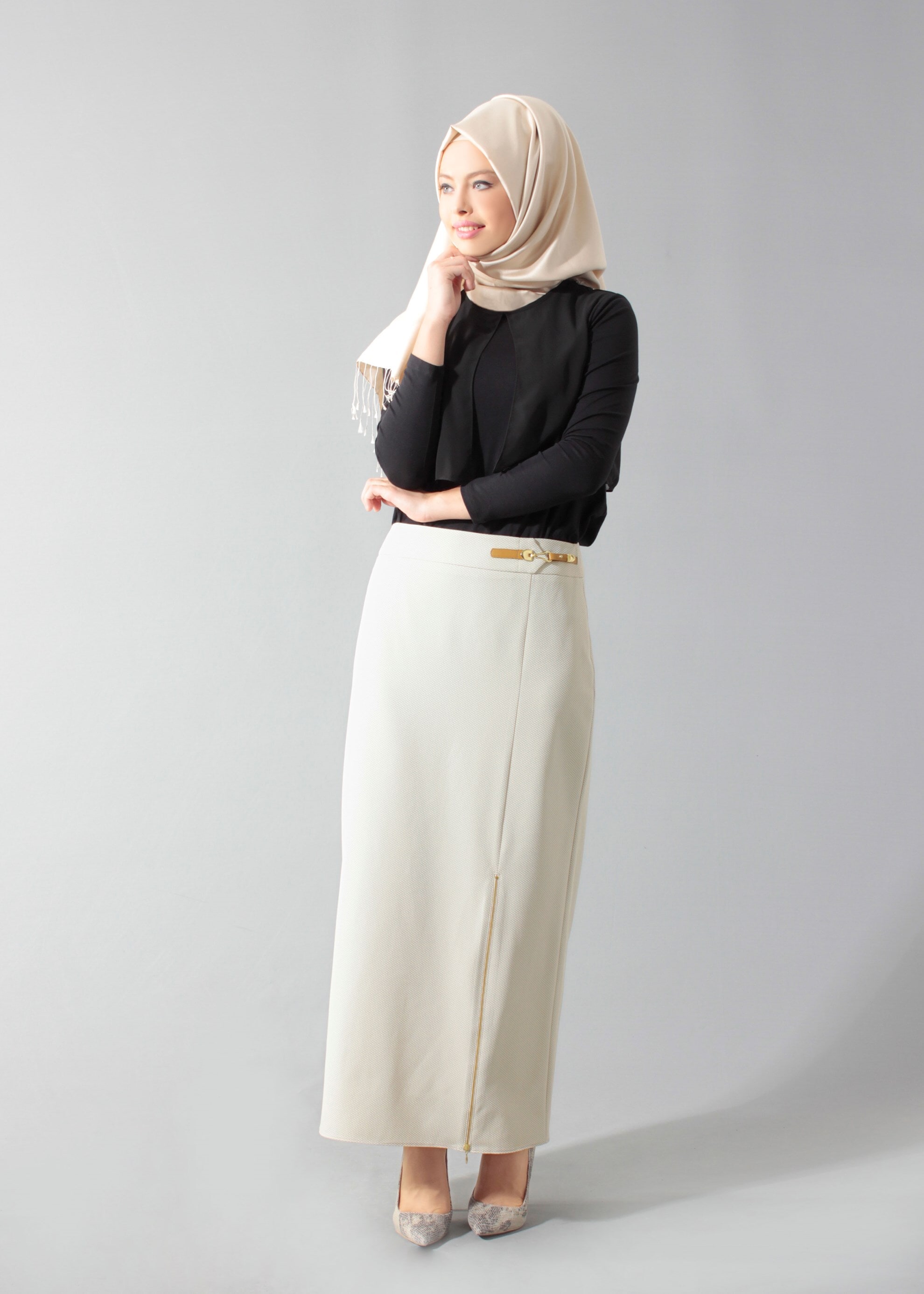 Tesettür giyim SARI 6907 Berta 43625 Tesettür Etek 40/48 TEK38