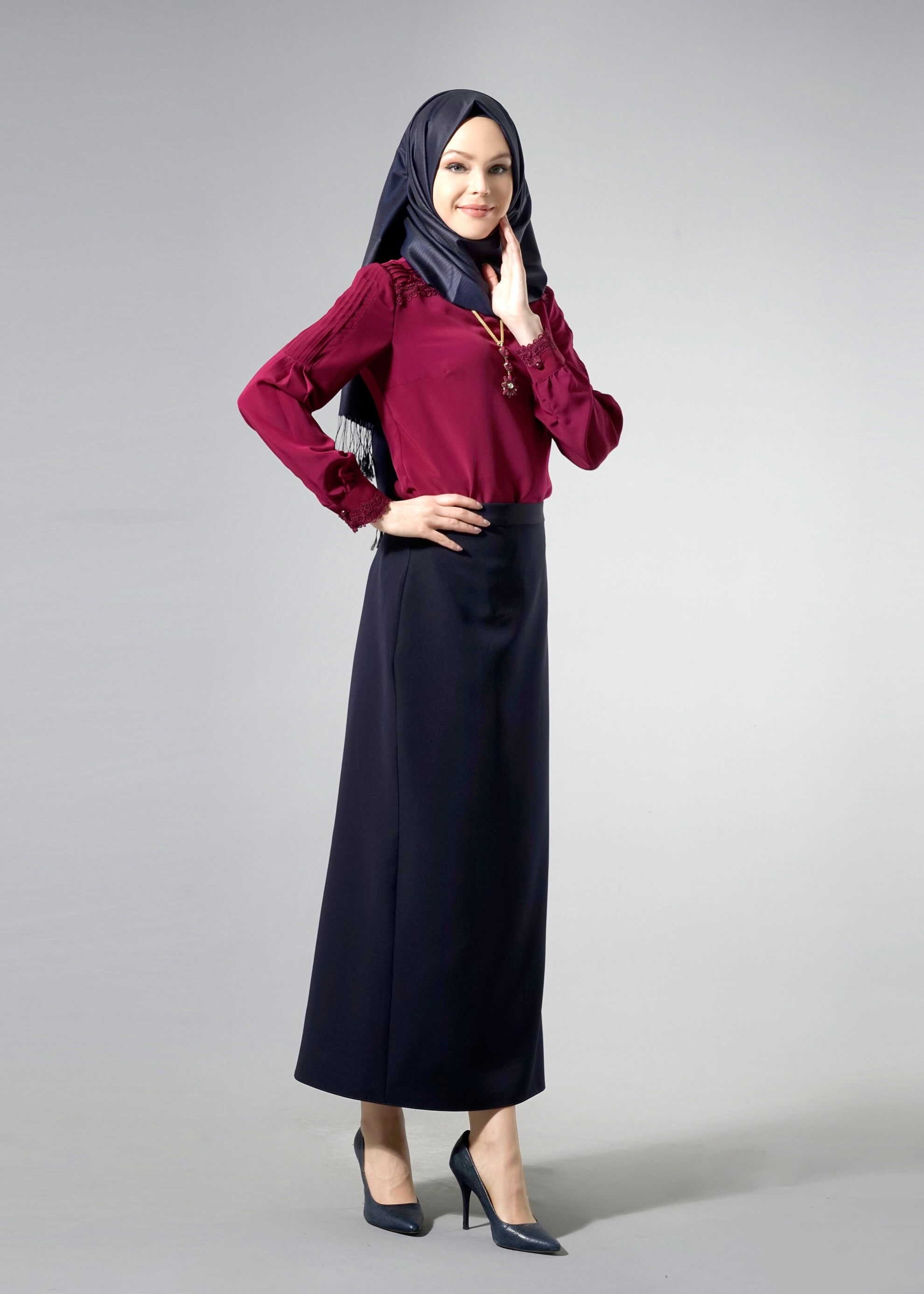 Tesettür giyim LACİVERT 6914 Dilma Tesettür 43551 Etek 38/48 TEK40