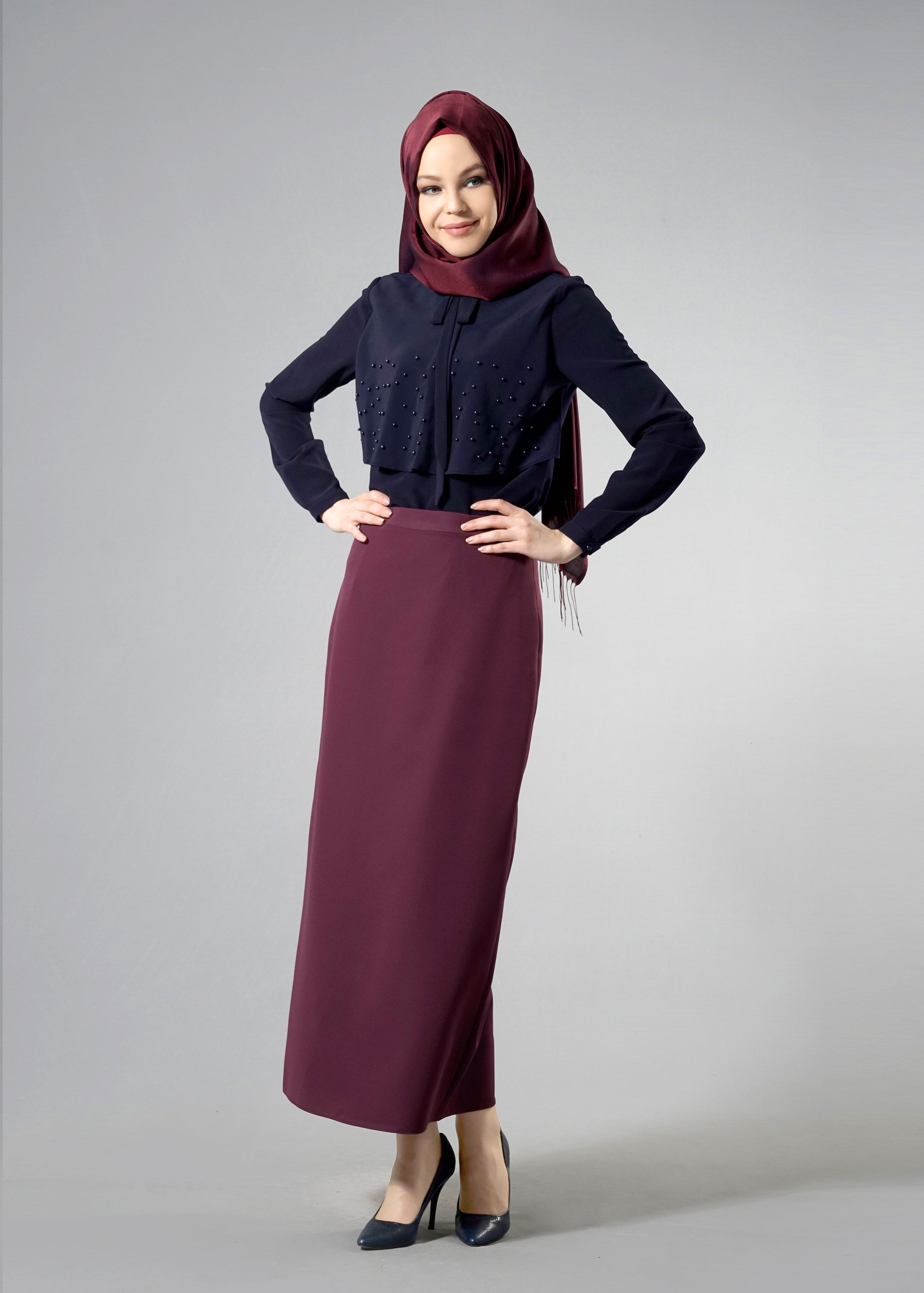 Tesettür giyim MÜRDÜM 6914 Dilma Tesettür 43551 Etek 38/48 TEK40