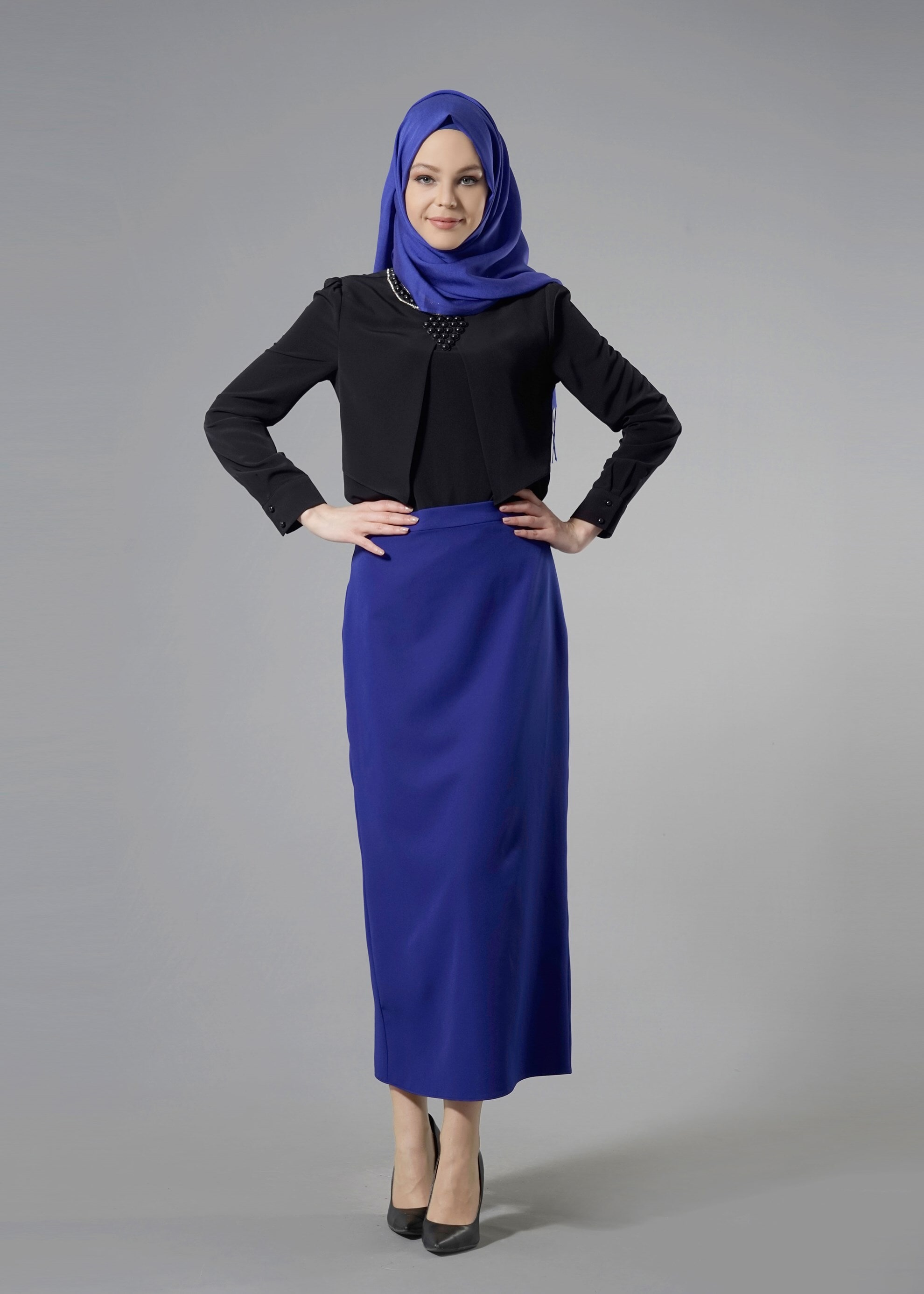 Tesettür giyim LACİVERT 6914 Dilma Tesettür 43551 Etek 38/48 TEK40