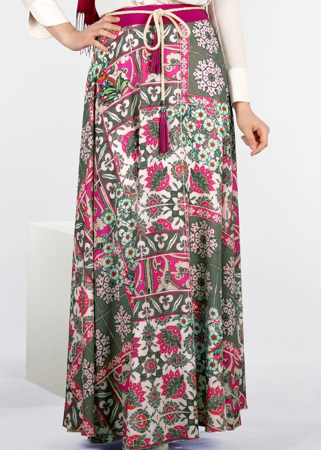 Tesettür giyim FUŞYA 6915 BURBLE CREP 7934 ETEK 36/44