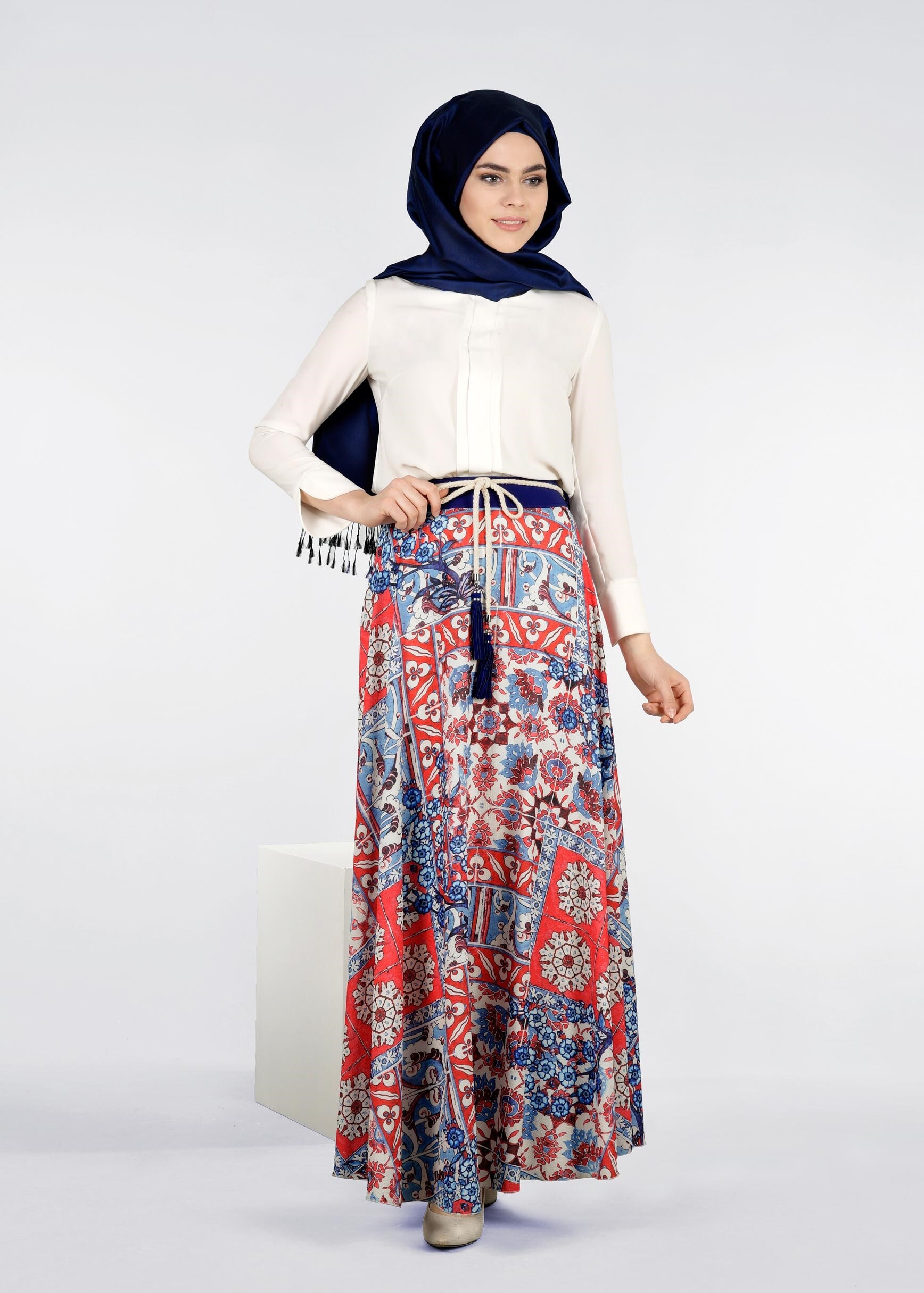 Tesettür giyim MERCAN 6915 BURBLE CREP 7934 ETEK 36/44