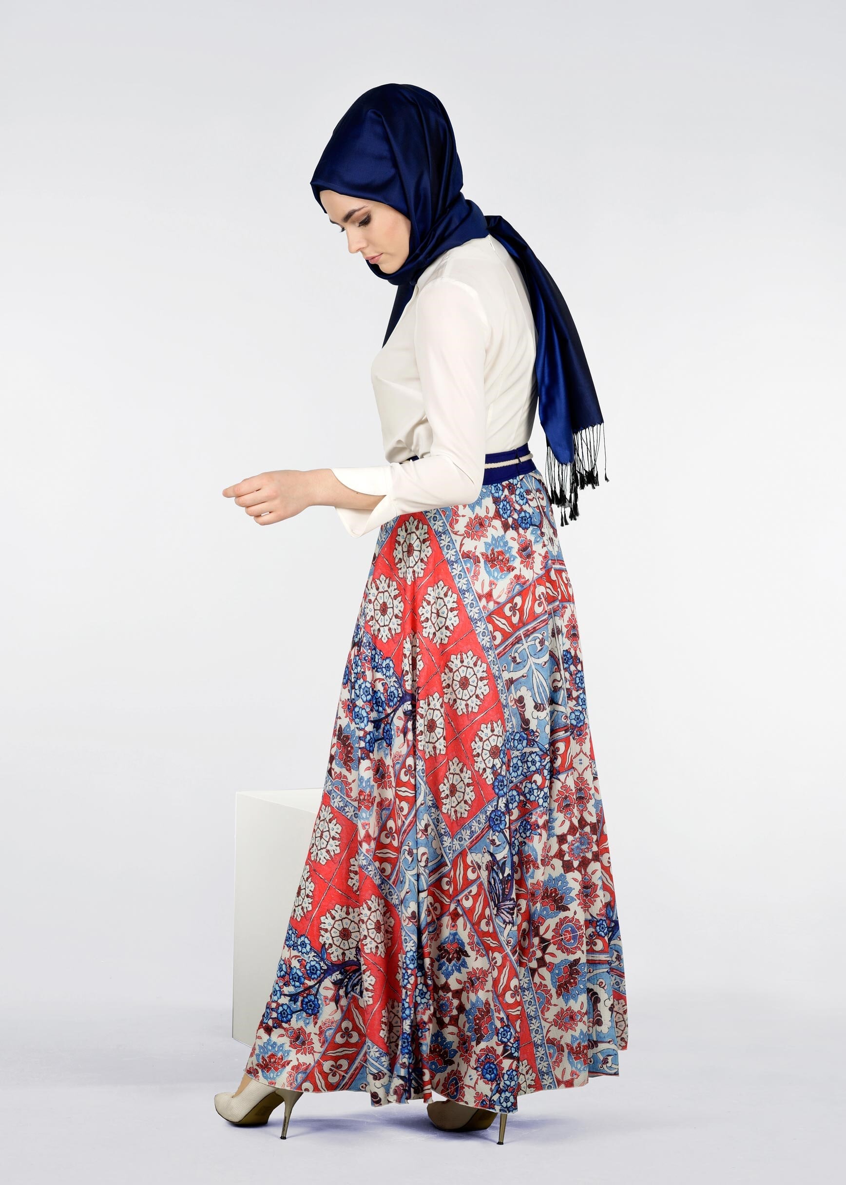 Tesettür giyim MERCAN 6915 BURBLE CREP 7934 ETEK 36/44