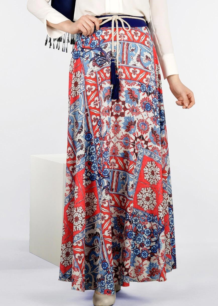 Tesettür giyim MERCAN 6915 BURBLE CREP 7934 ETEK 36/44