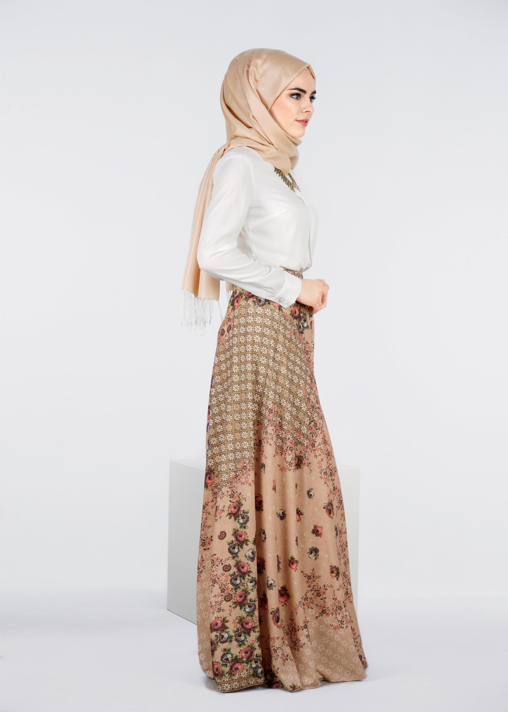 Tesettür giyim PUDRA 6917 ROSA 9862 ETEK 36/44 TEK40