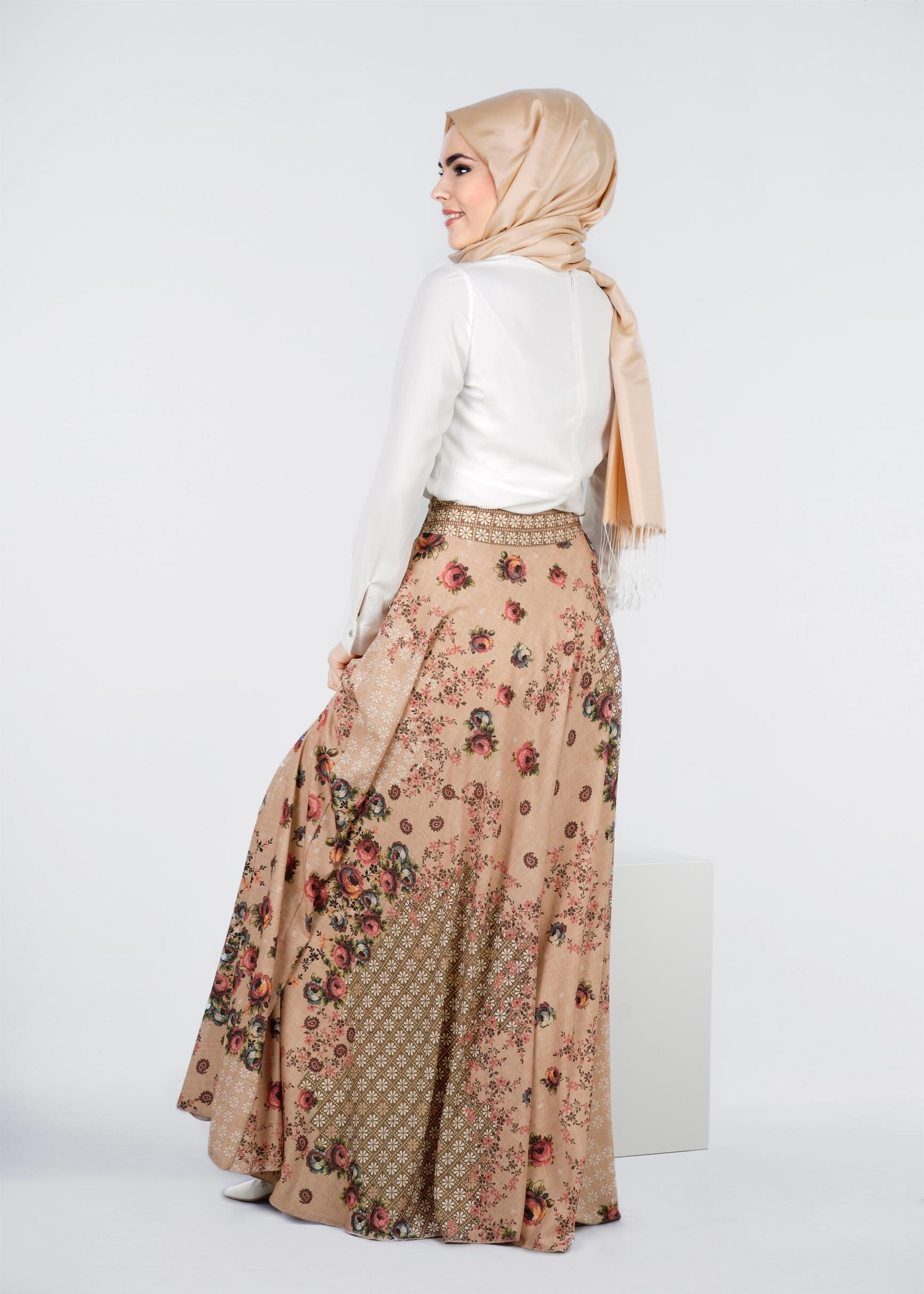 Tesettür giyim PUDRA 6917 ROSA 9862 ETEK 36/44 TEK40